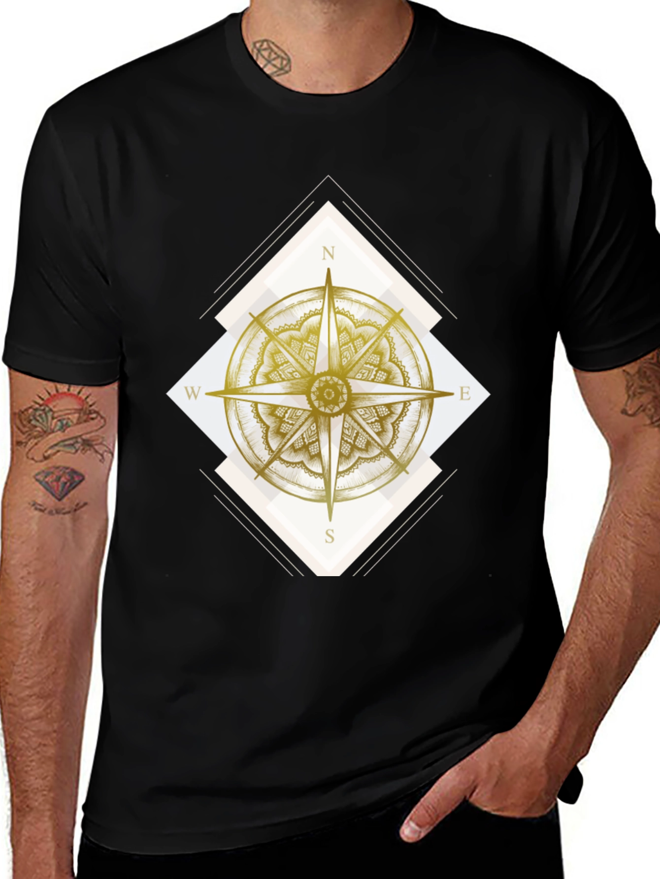 Variant 20 of Compass Rose Graphic T-Shirt - Navigate Your Style!