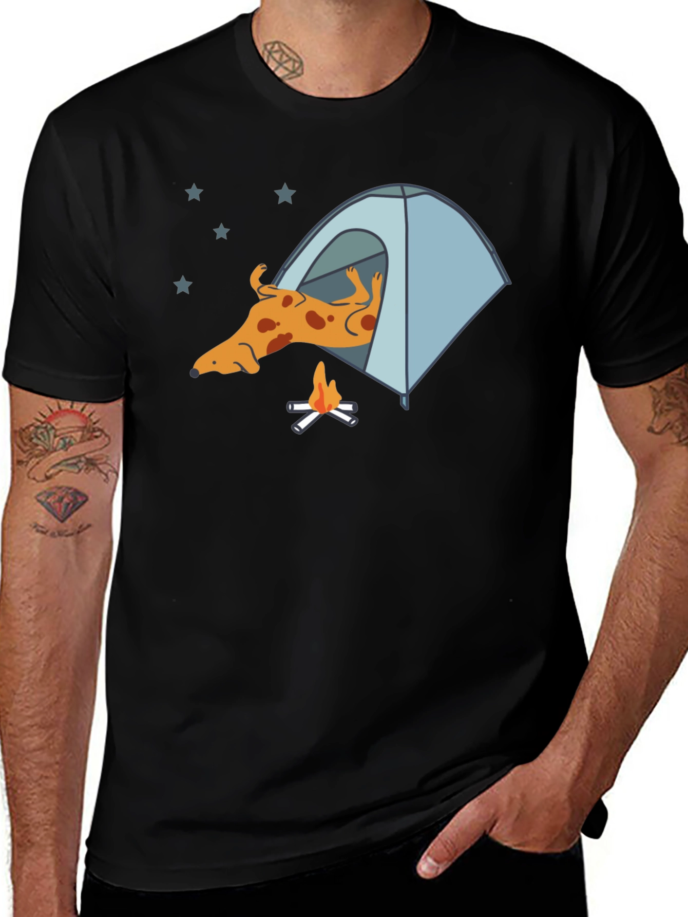 Variant 5 of Dog Camping T-Shirt - Relaxed Camper Tee