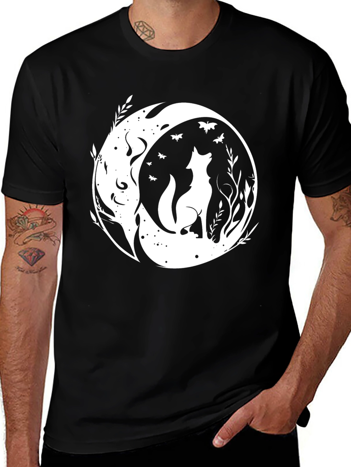 Variant 8 of Wolf Moon Graphic Tee - Black Cotton Comfort