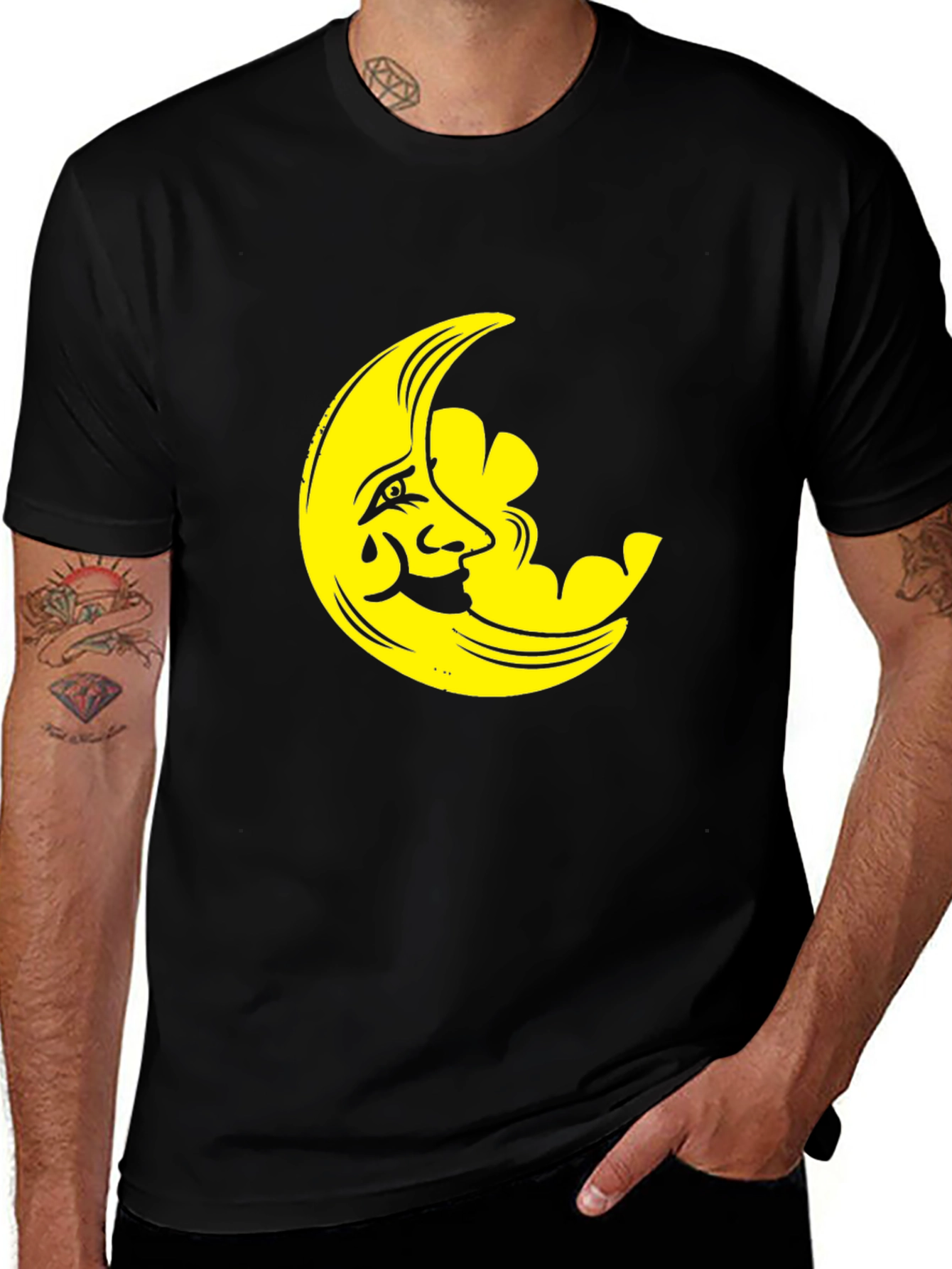 Variant 20 of Crying Moon Graphic Tee - Black Cotton T-Shirt