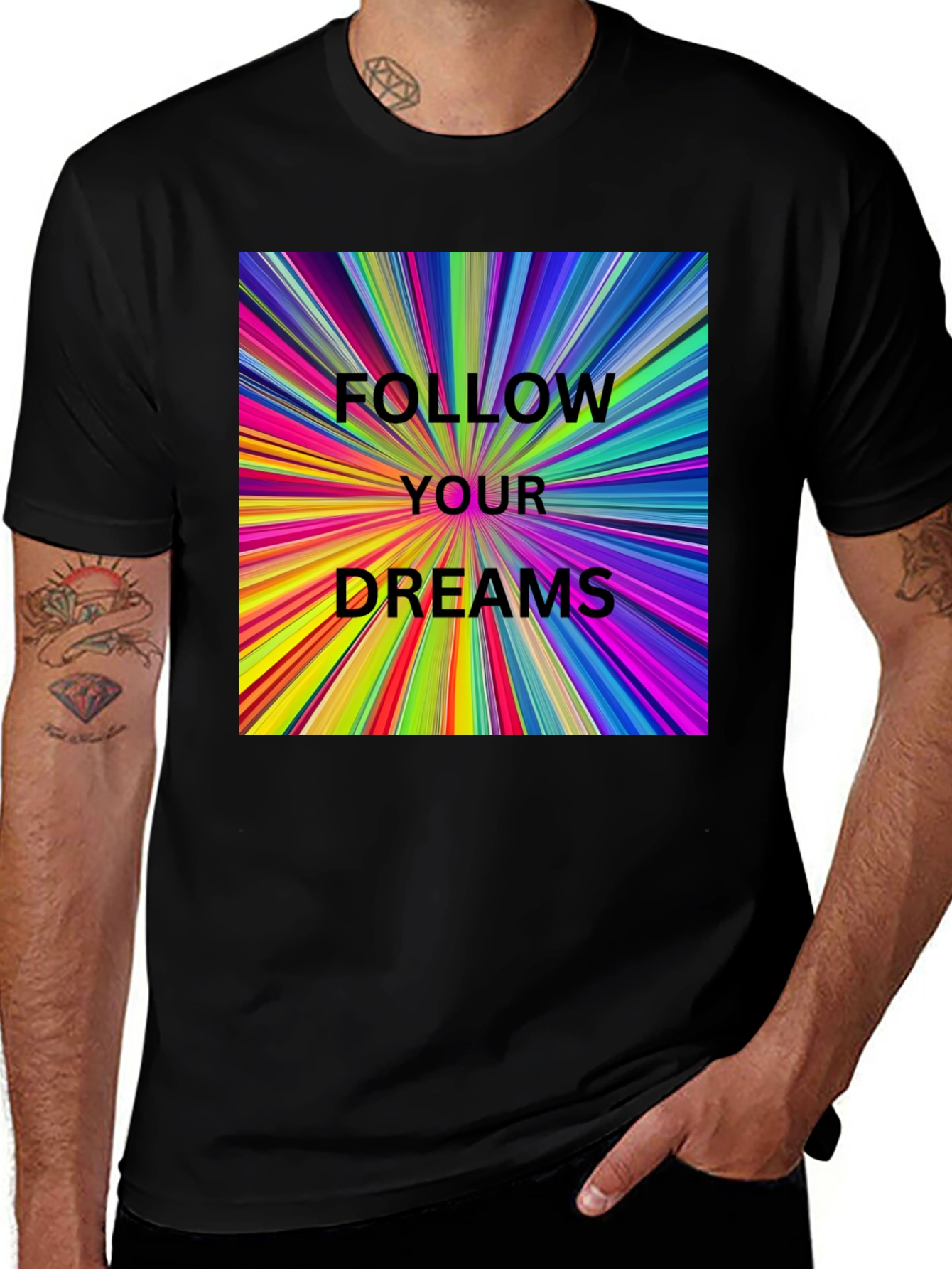 Variant 12 of Follow Your Dreams Graphic Tee - Black Cotton Comfort