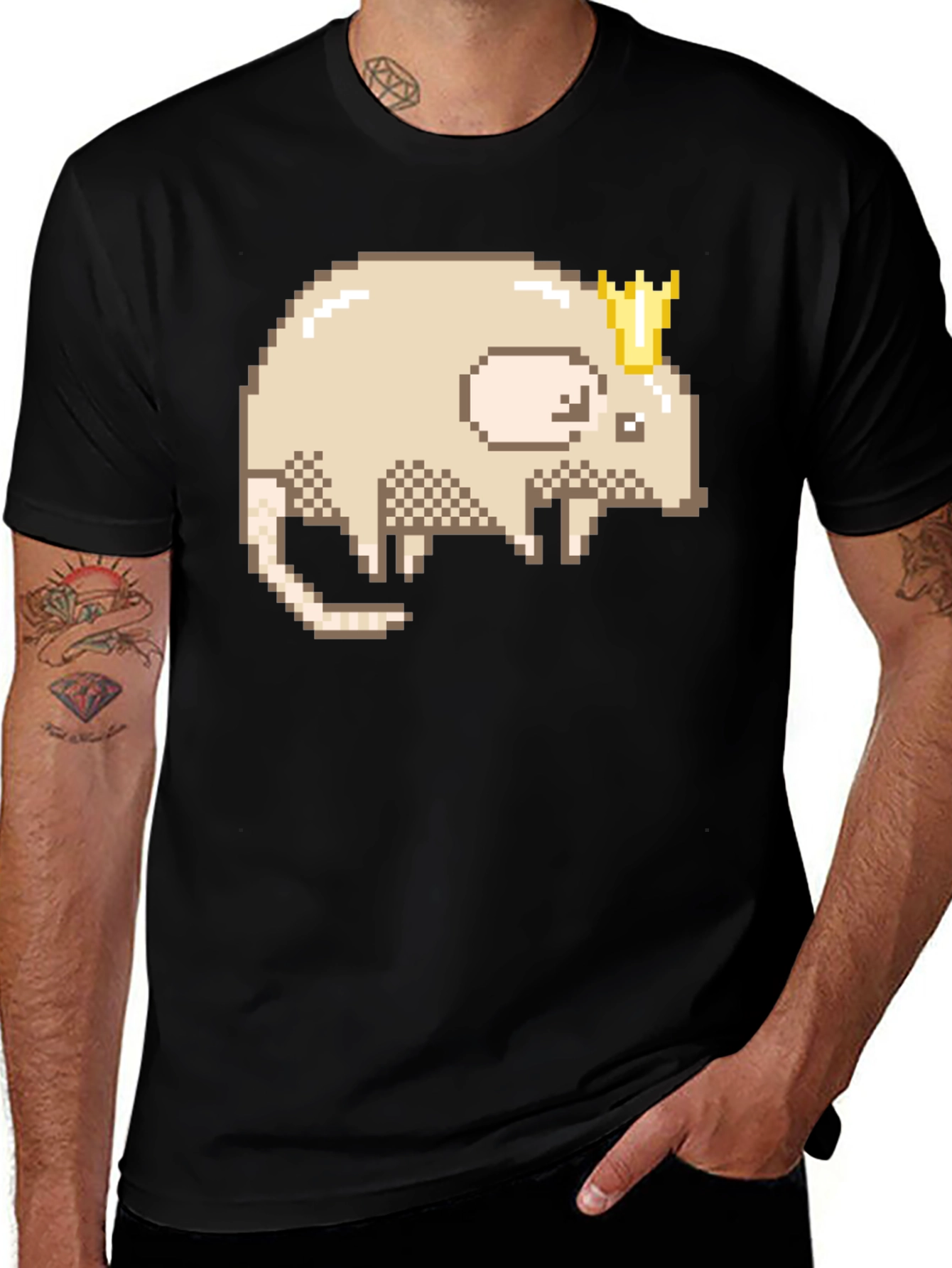 Variant 23 of Pixel Rat King Graphic Tee - Black Casual Shirt