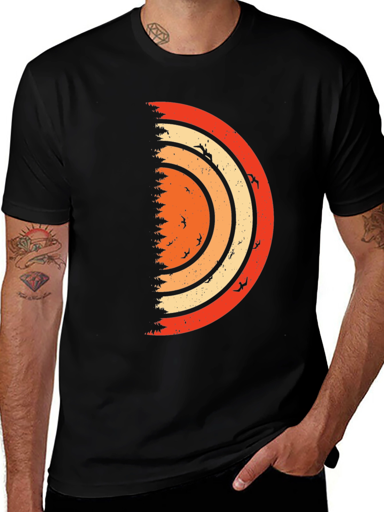 Variant 9 of Retro Sunset Forest Graphic Tee