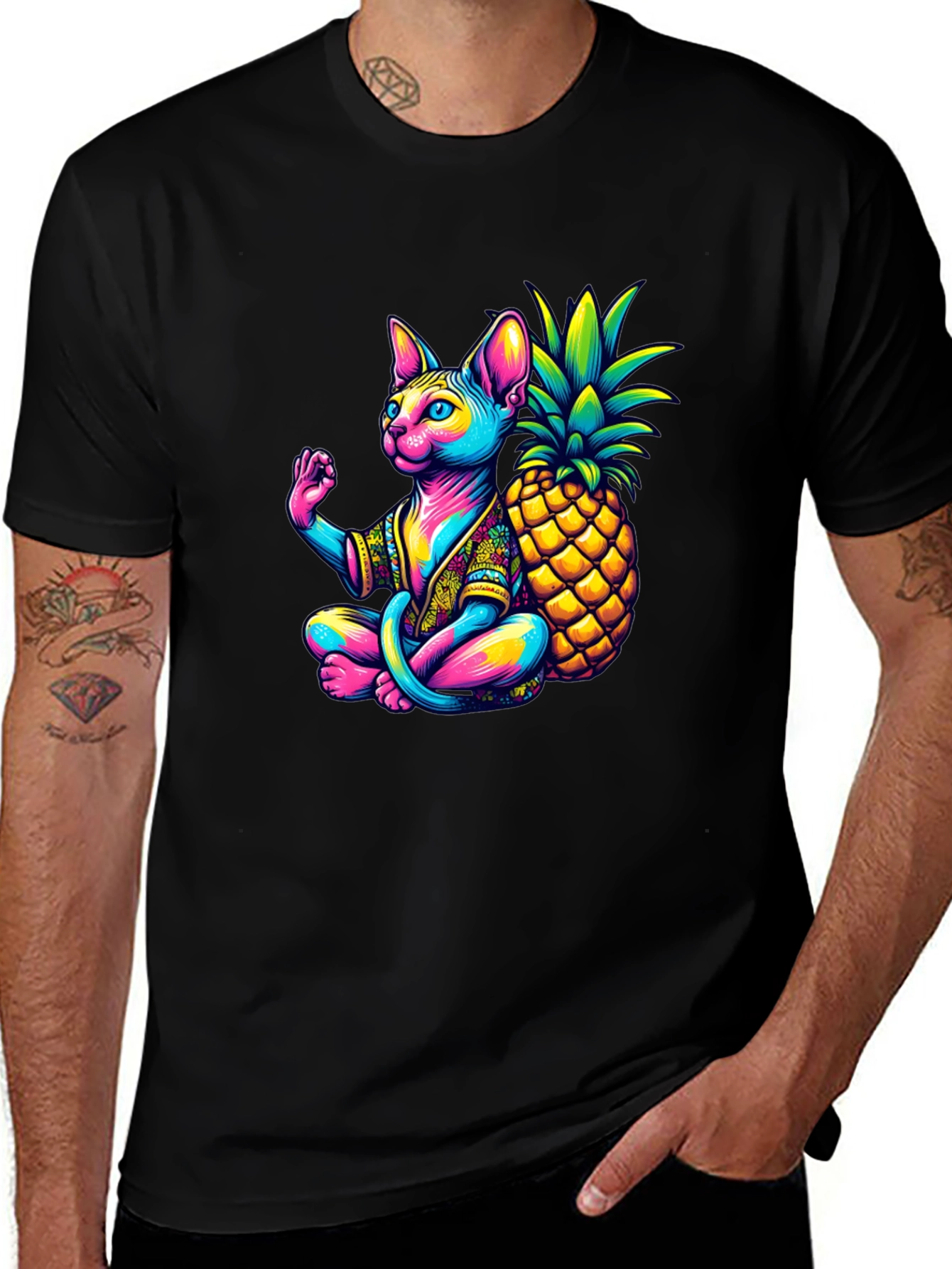 Variant 24 of Zen Cat Pineapple T-Shirt