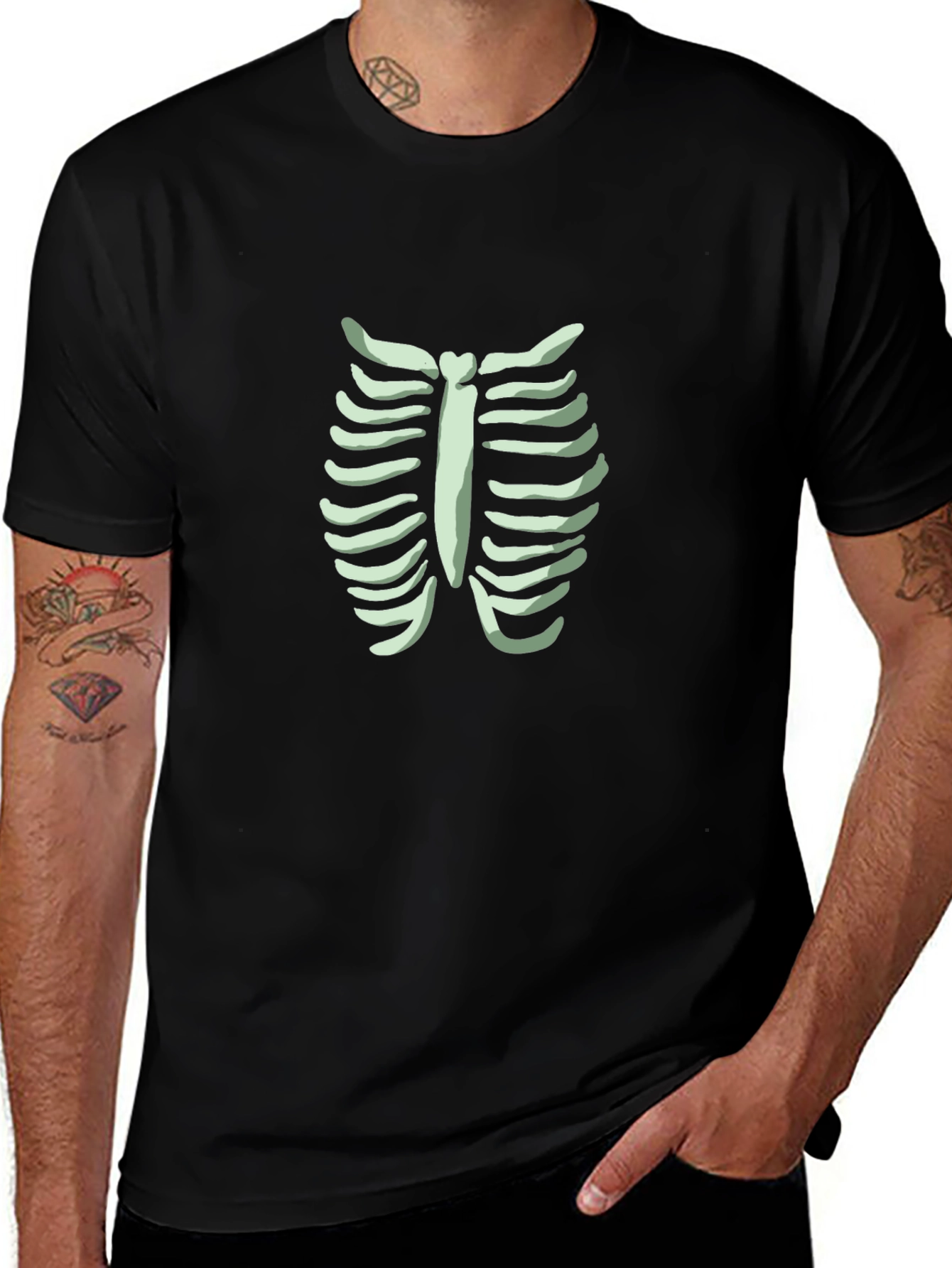 Variant 11 of Skeleton Rib Cage Graphic Tee