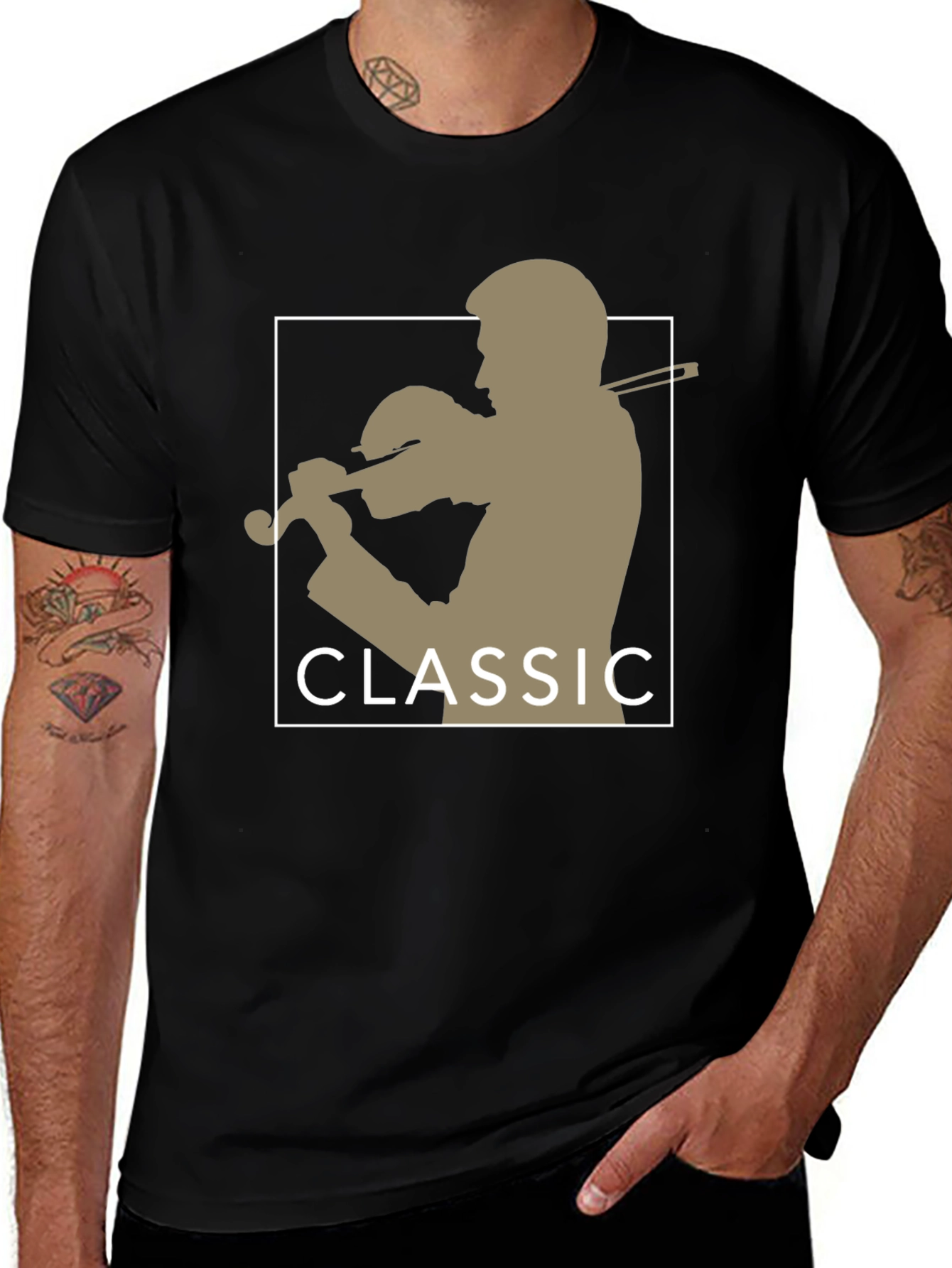 Variant 11 of Classic Musician Graphic T-Shirt - Black