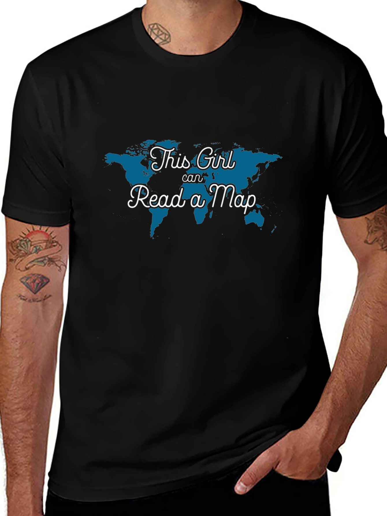 Variant 29 of This Girl Can Read a Map - Black T-Shirt