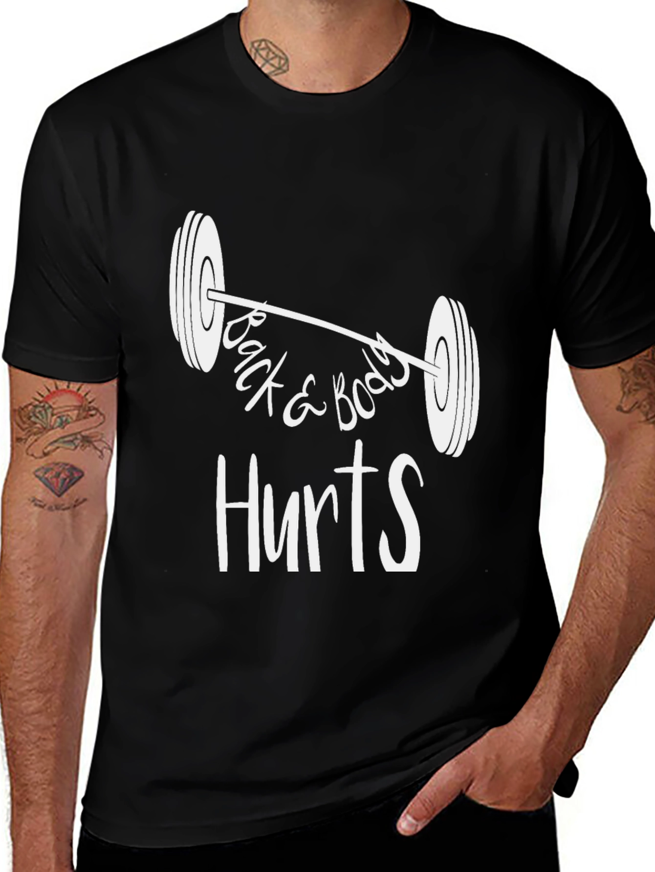 Variant 27 of Funny Workout T-Shirt - Back & Body Hurts