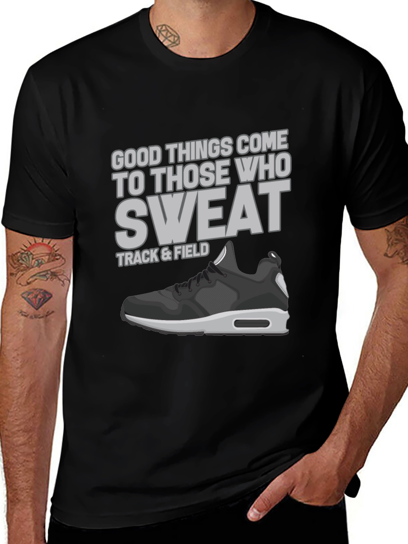 Track & Field Sweat Motivational Graphic T-Shirt