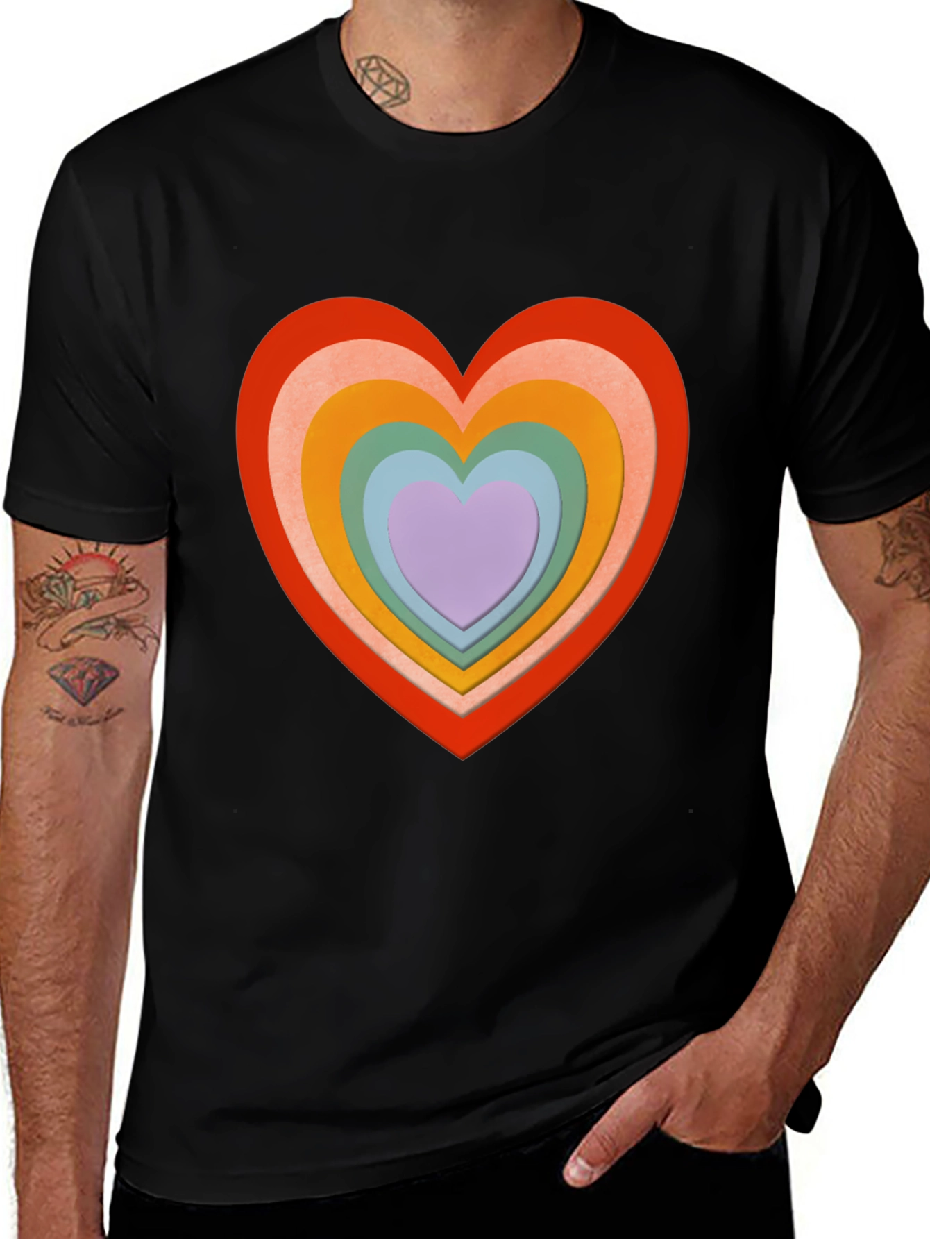 Variant 2 of Rainbow Heart Graphic T-Shirt - Stylish and Unique!