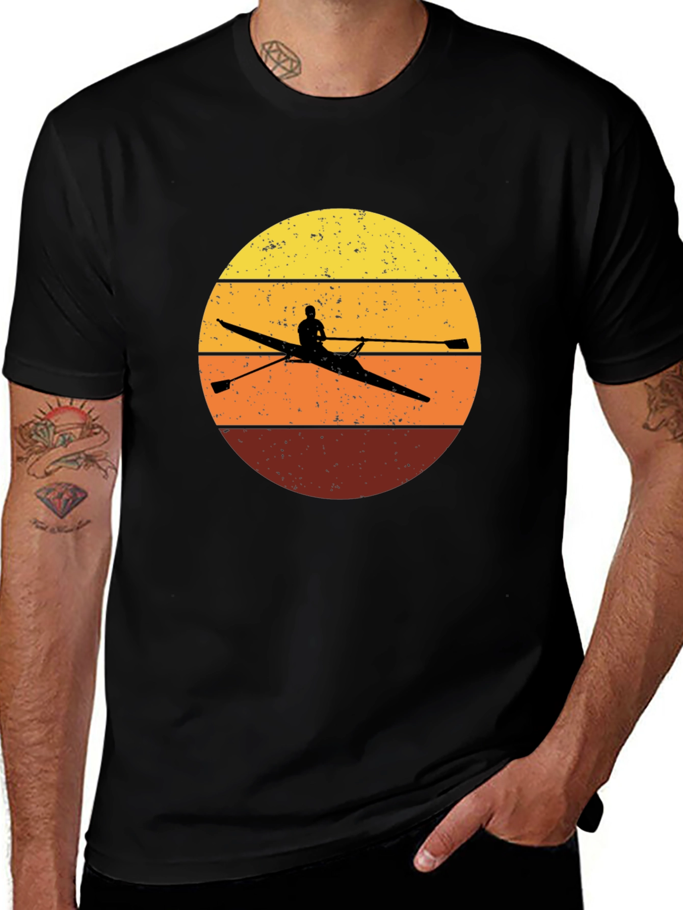 Variant 19 of Rowing Sunset T-Shirt - Vintage Design