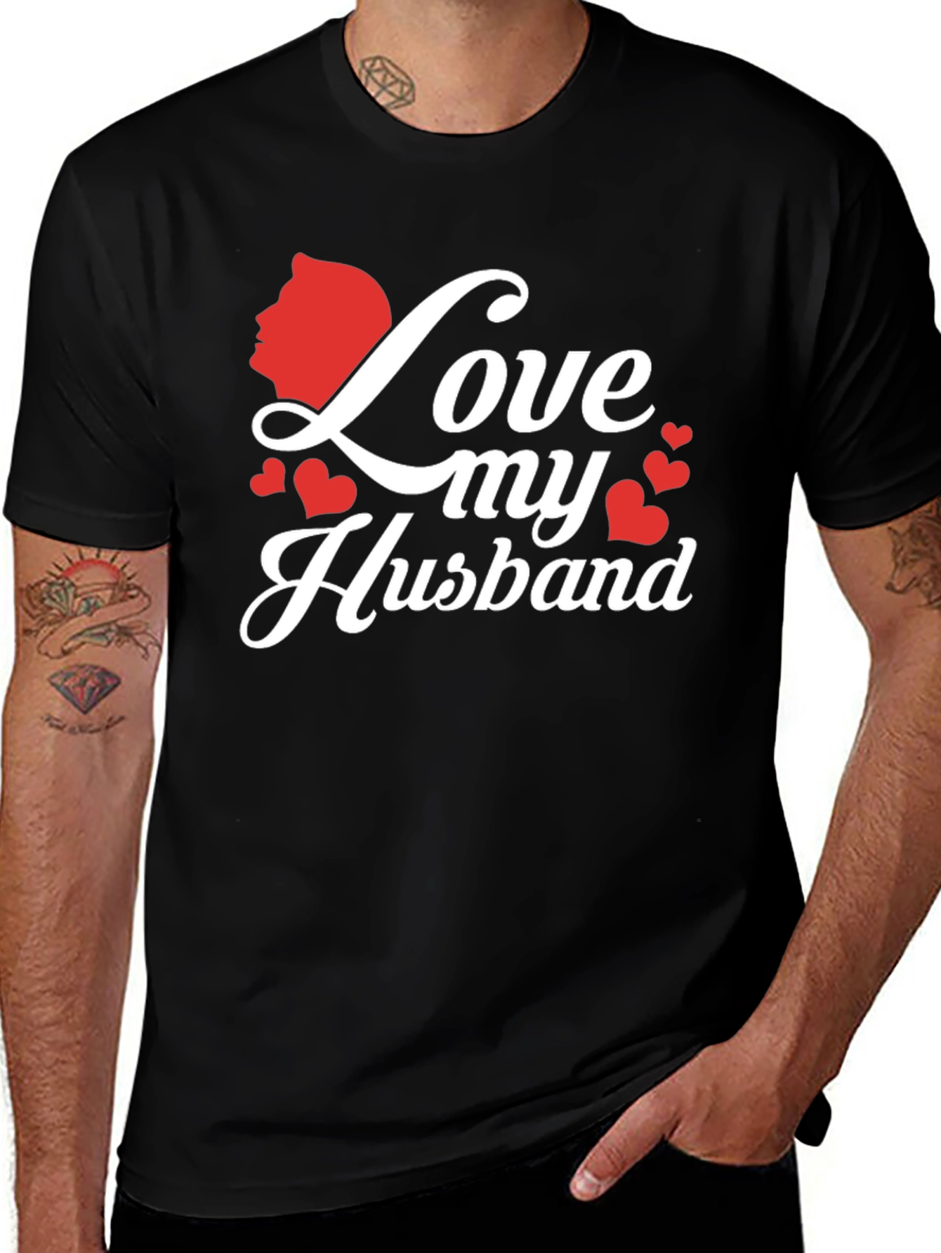 Variant 18 of Love My Husband Graphic Tee - Black