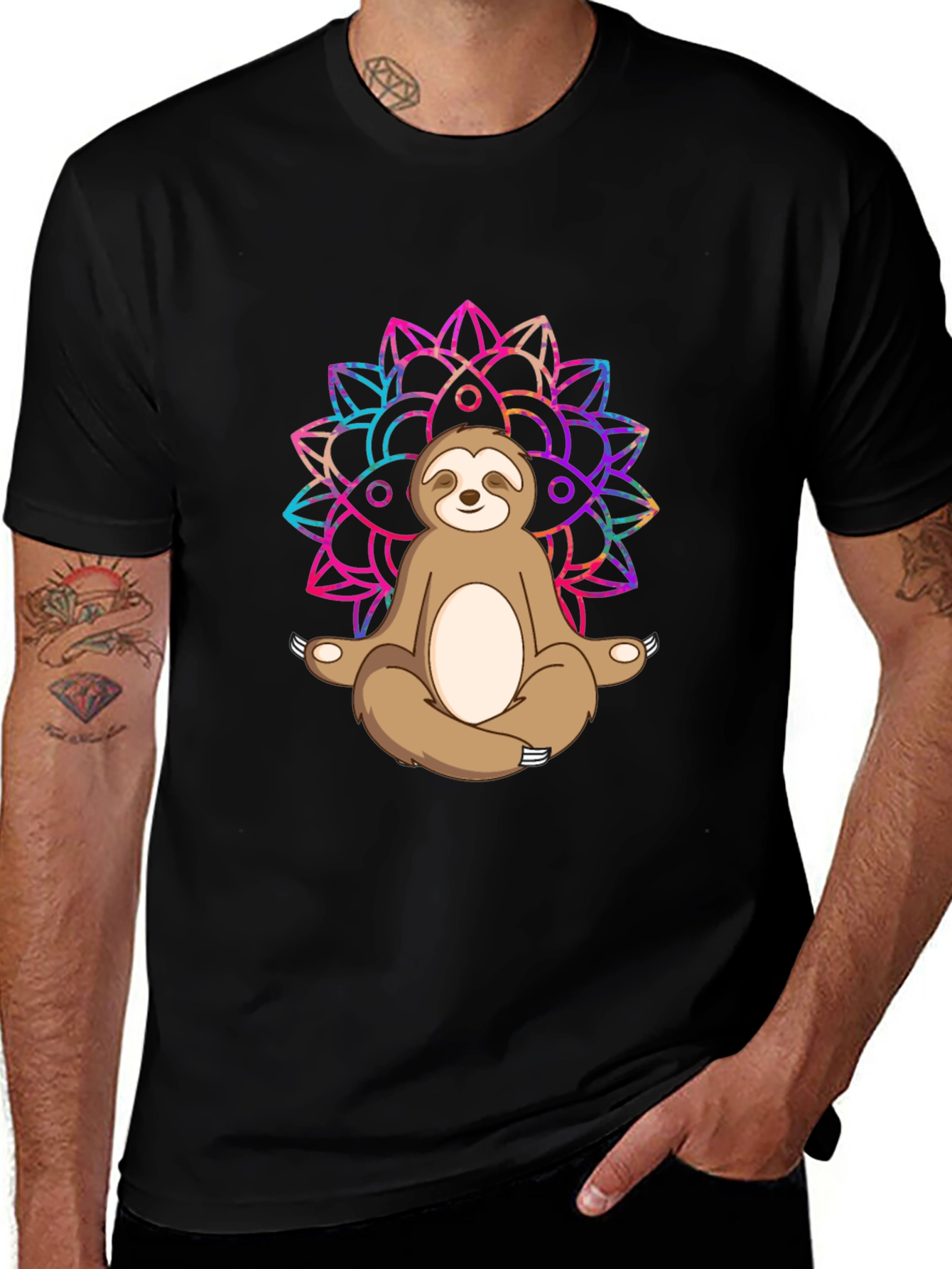 Variant 13 of Men's Black Sloth Yoga T-Shirt