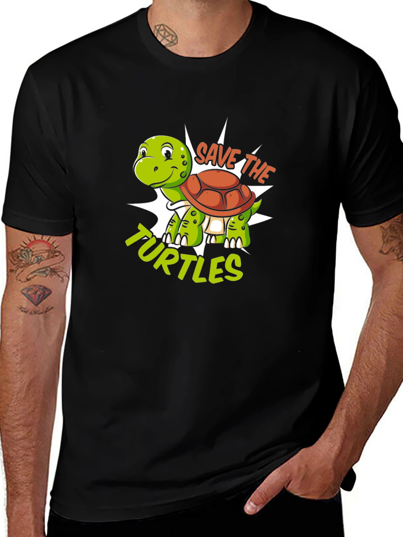 Variant 14 of Save the Turtles Graphic Tee - Black