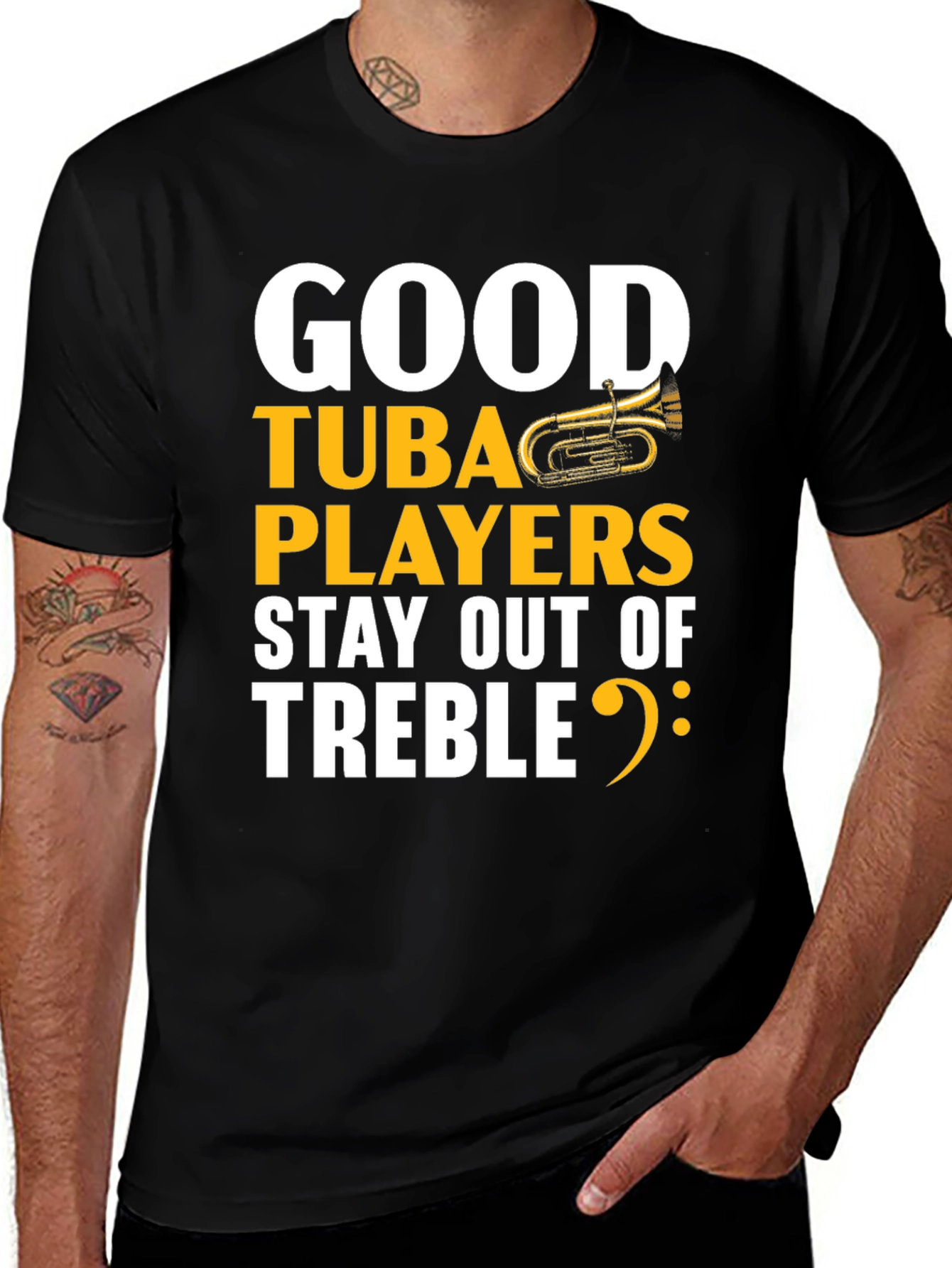 Variant 14 of Good Tuba Players Stay Out of Treble Black T-Shirt