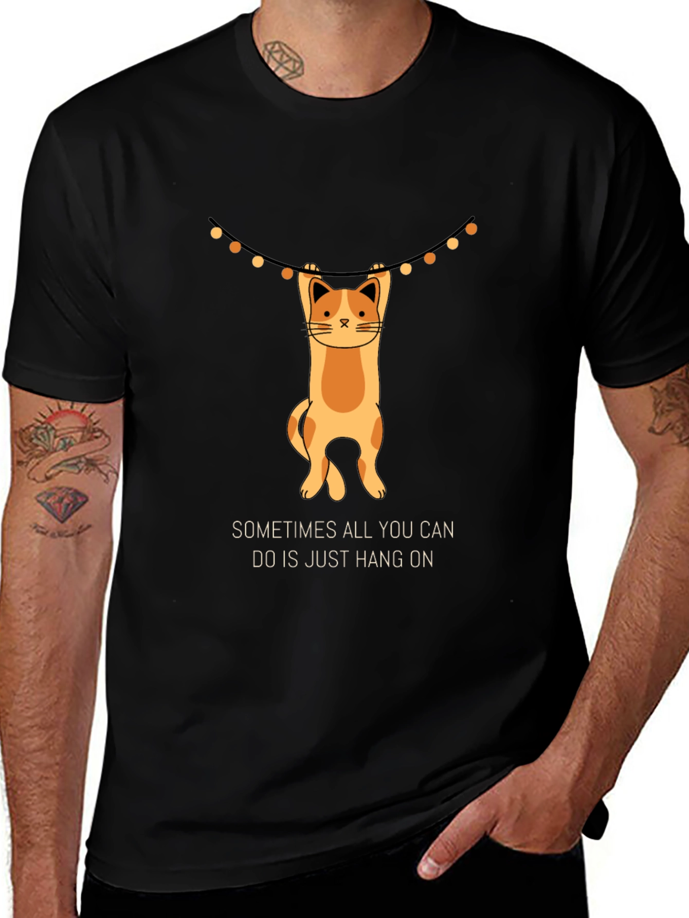 Variant 9 of Hang On Cat T-Shirt - Funny Graphic Tee