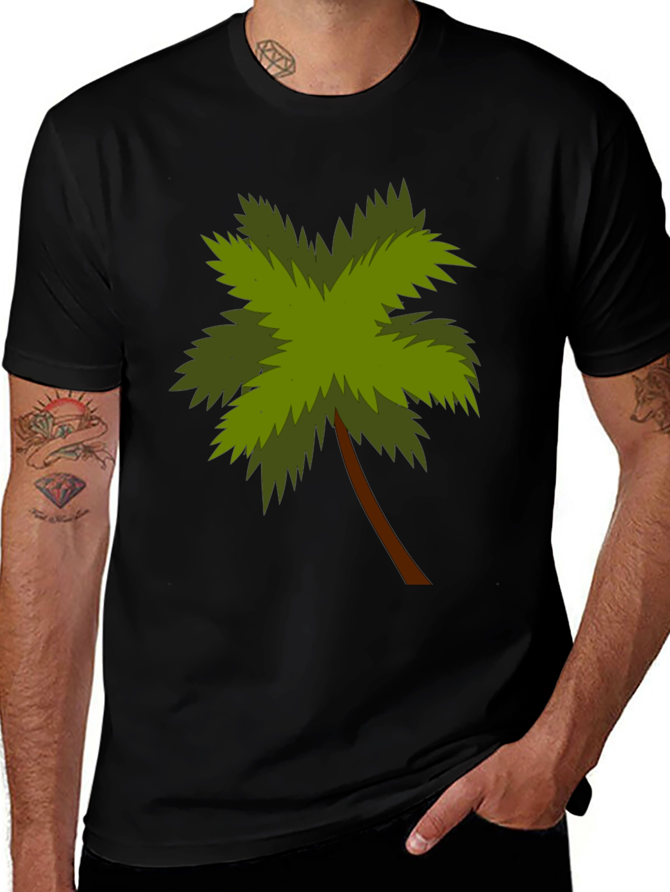 Variant 20 of Palm Tree Graphic Black T-Shirt