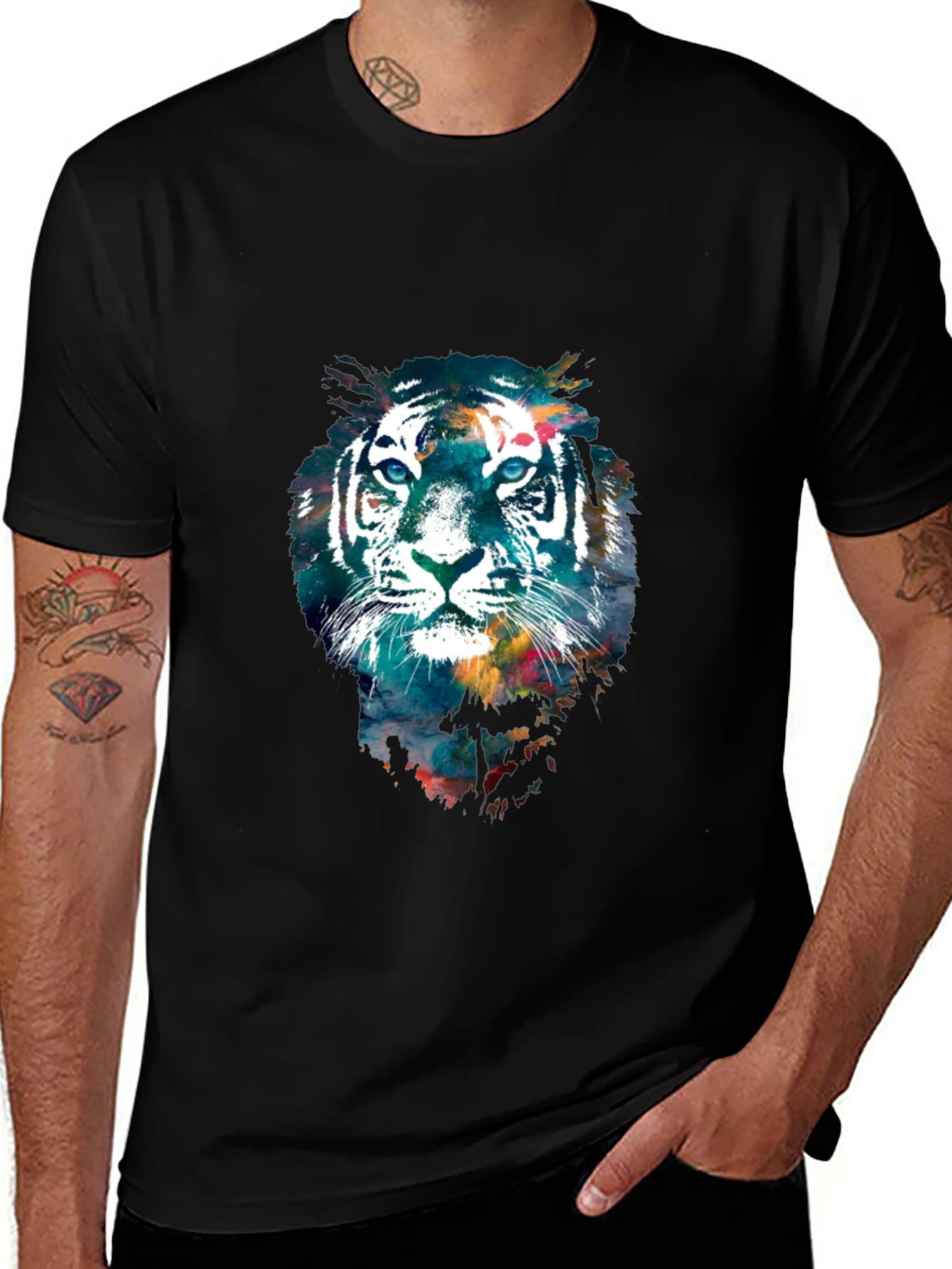 Variant 13 of Abstract Tiger Graphic Tee - Cool Men's T-Shirt