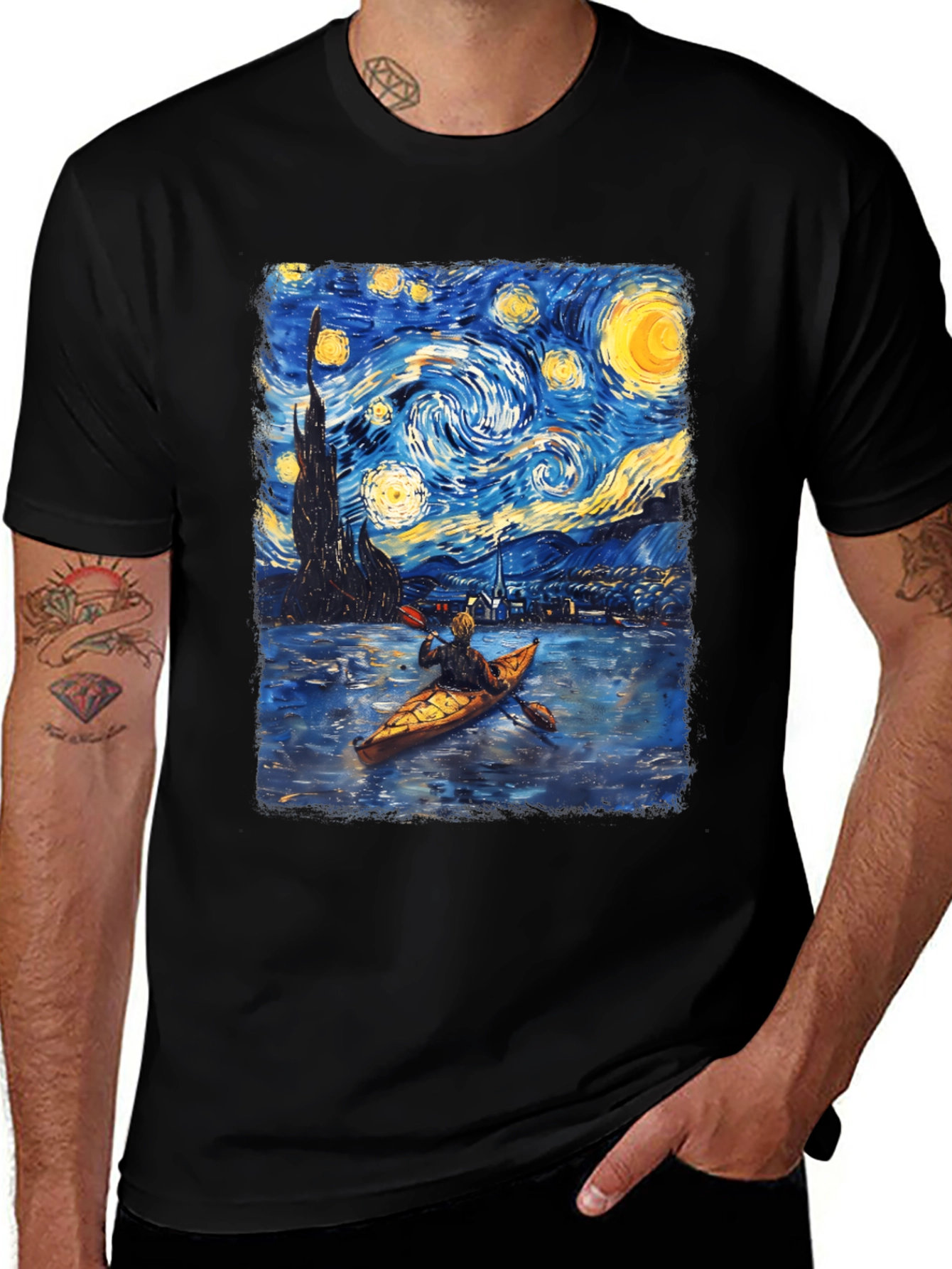 Variant 27 of Starry Night Kayak T-Shirt