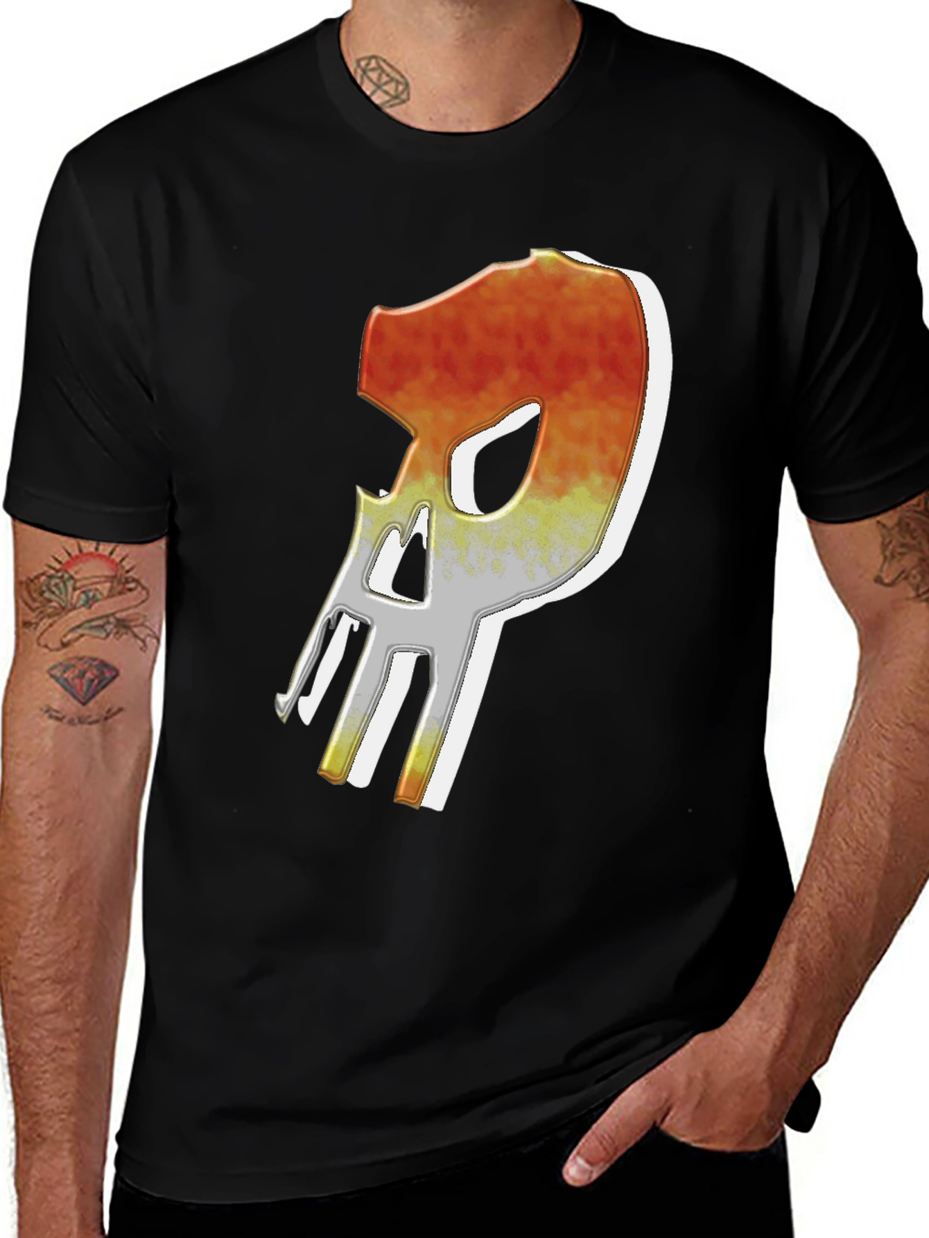 Variant 3 of Fiery Skull Graphic Tee - Edgy Men's T-Shirt