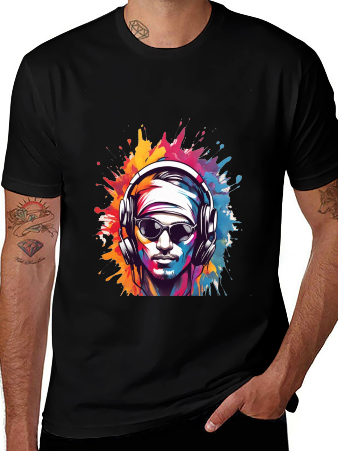 Variant 19 of Men's Black Graphic Tee: Music Lover