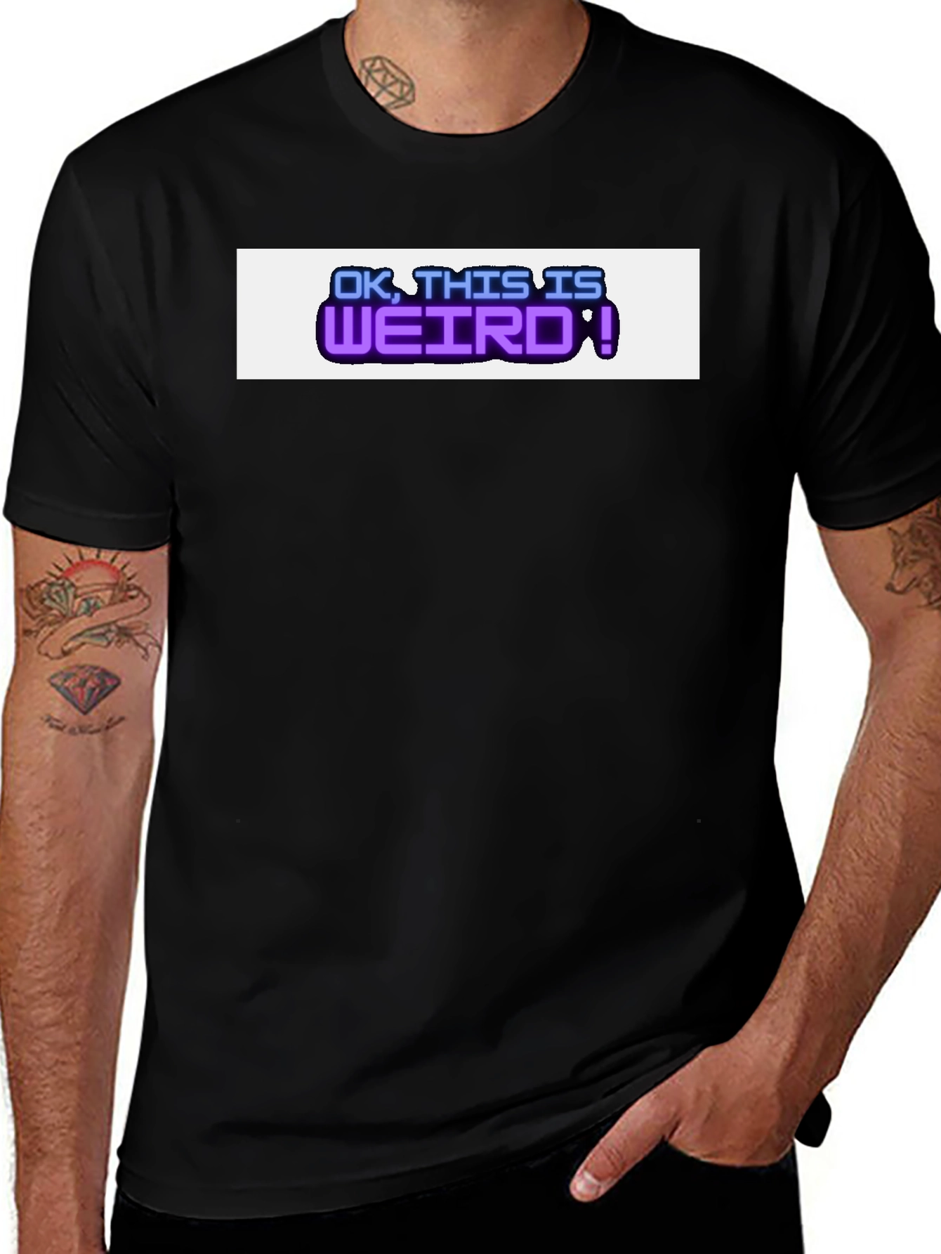 Variant 19 of Ok This is Weird Graphic Tee - Trendy Men's Black T-Shirt
