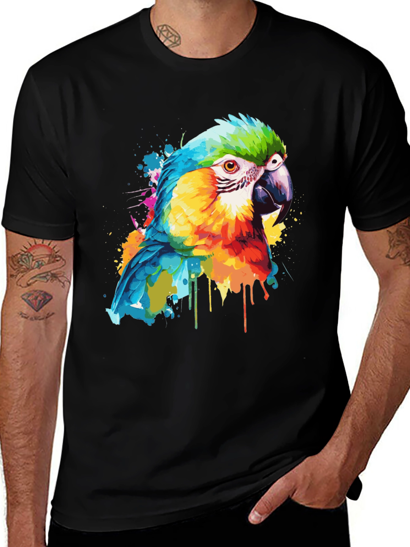 Variant 25 of Parrot Splash T-Shirt: Vibrant Bird Art