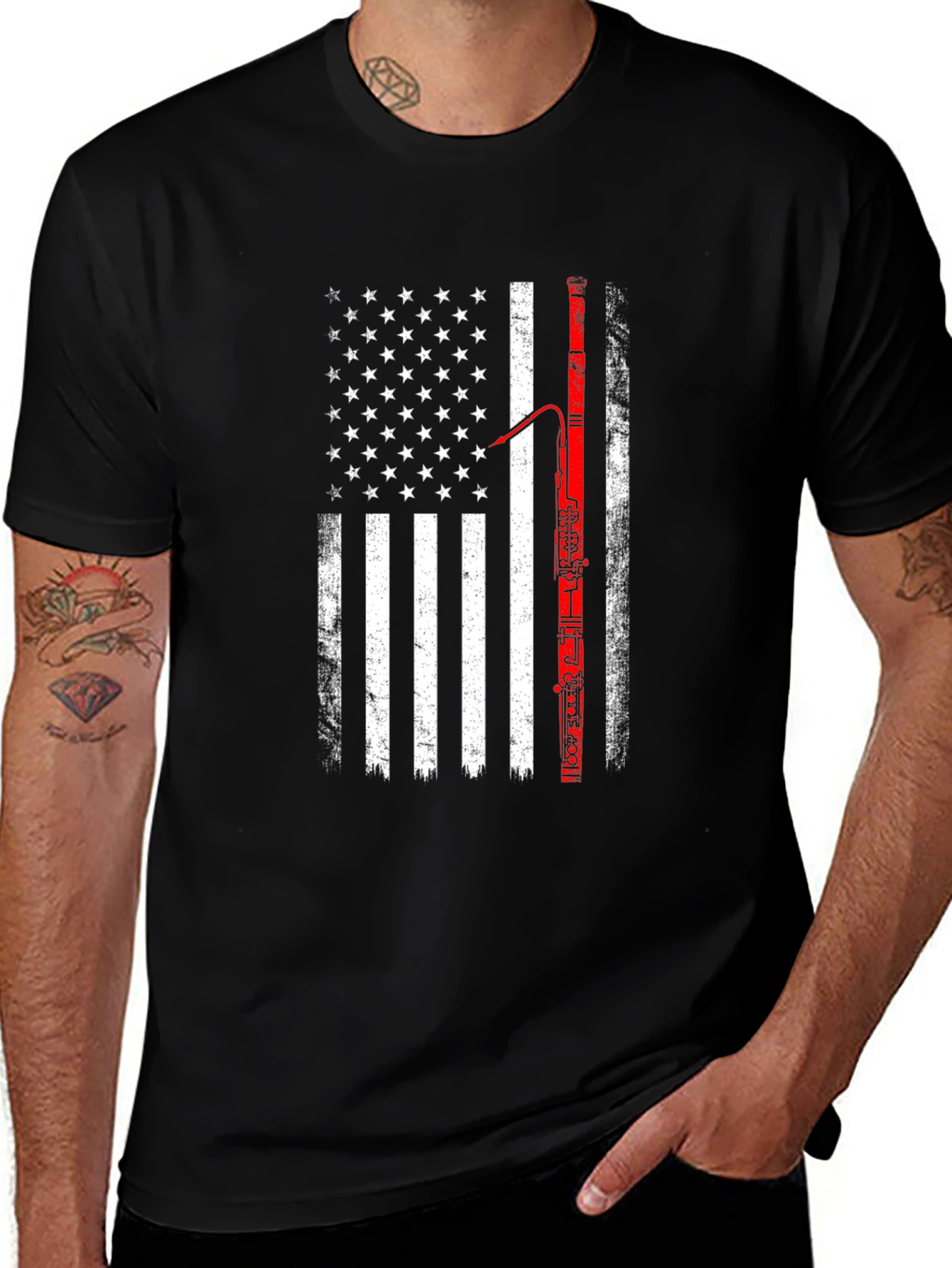 Variant 25 of American Flag Bassoon Player T-Shirt