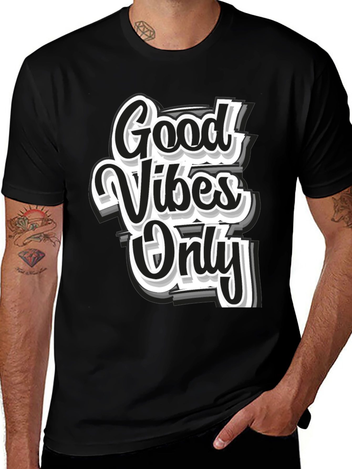 Variant 20 of Good Vibes Only Black Graphic Tee