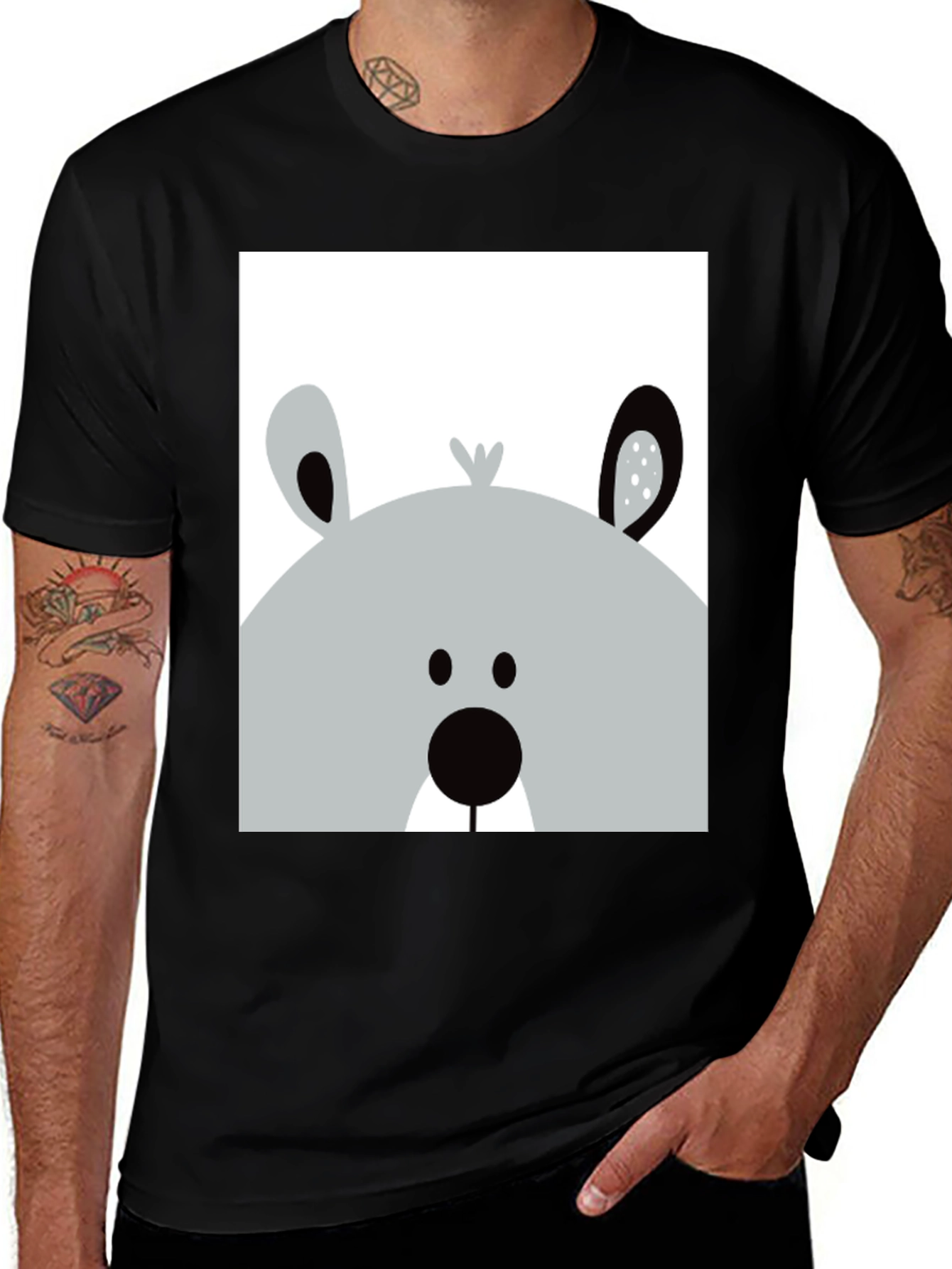 Variant 24 of Bear Graphic Tee - Men's Black T-Shirt
