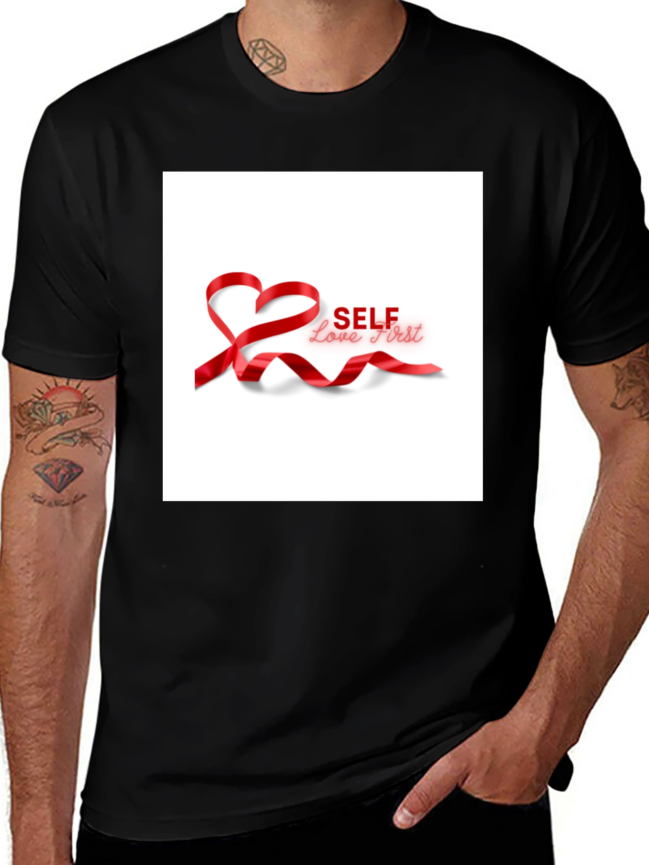 Variant 23 of Self Love First T-Shirt - Black Cotton Tee