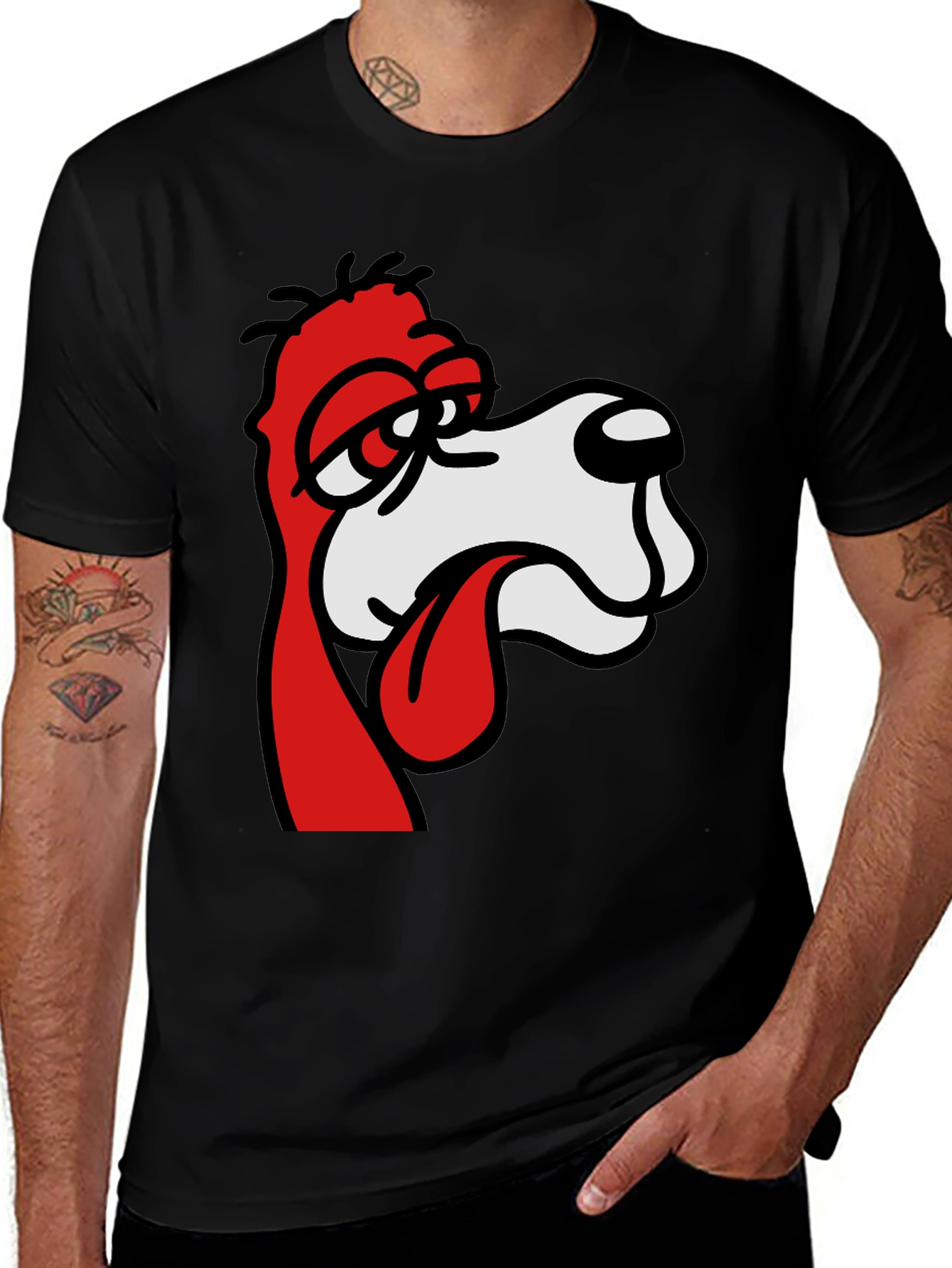 Variant 20 of Funny Cartoon Dog Graphic Black T-Shirt