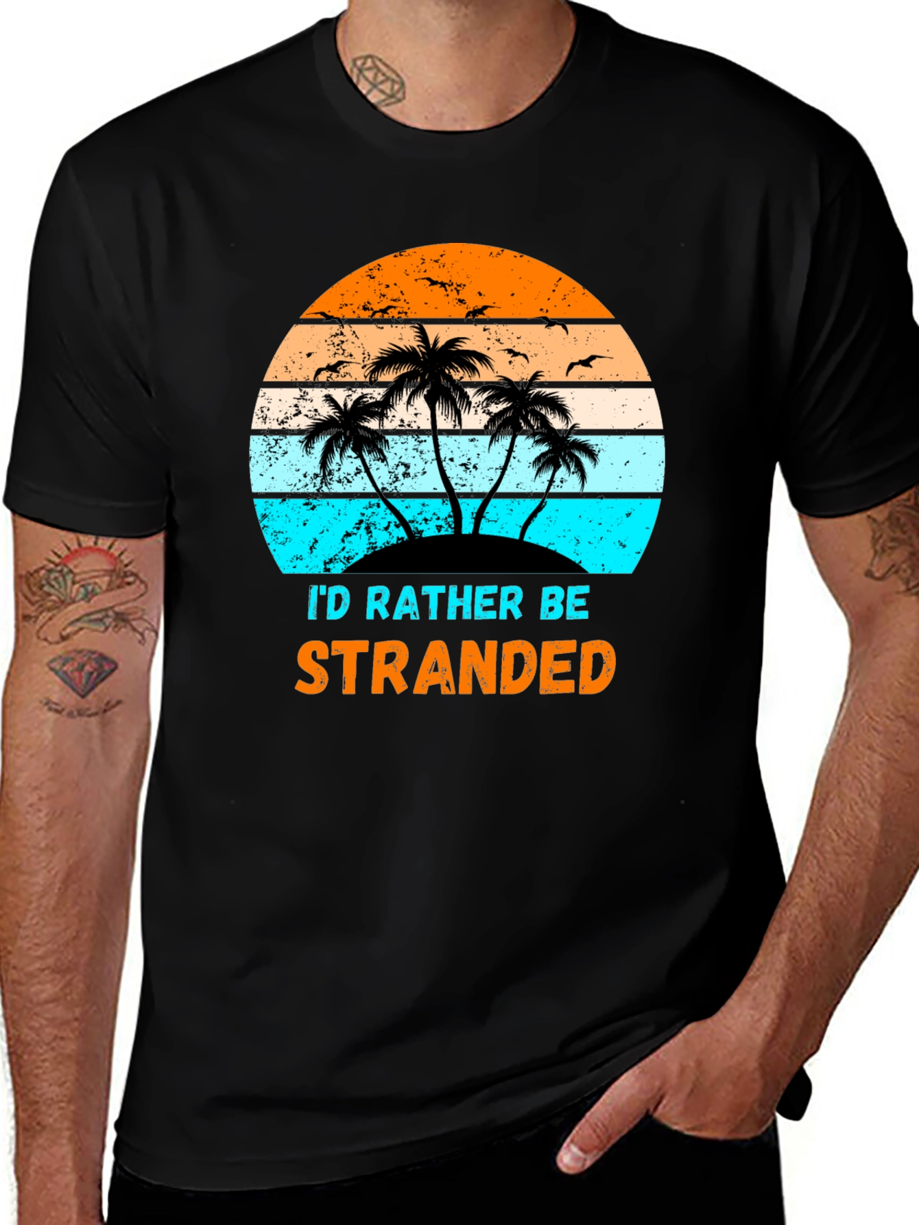Variant 28 of I'd Rather Be Stranded Palm Tree Graphic Tee