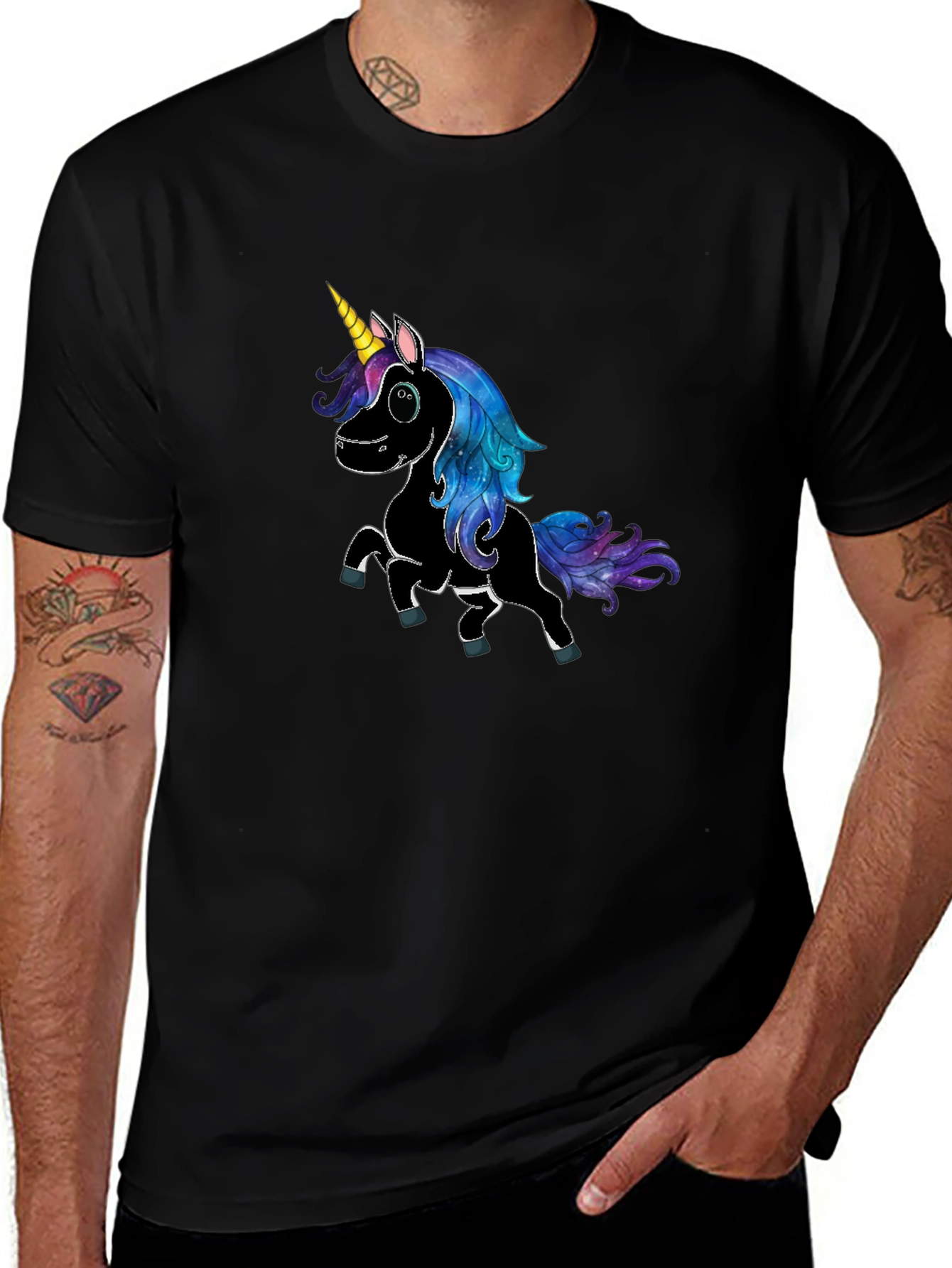 Variant 29 of Unicorn Graphic Tee - Black Cotton T-Shirt