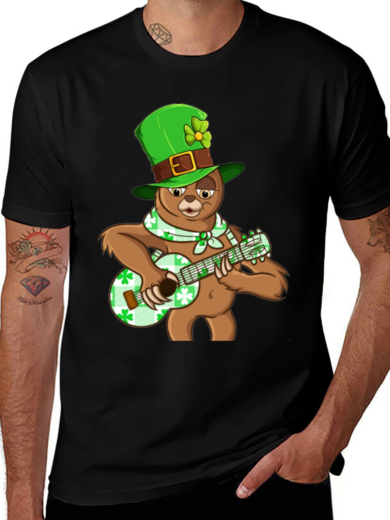 Variant 24 of St. Patrick's Day Sloth Guitar T-Shirt