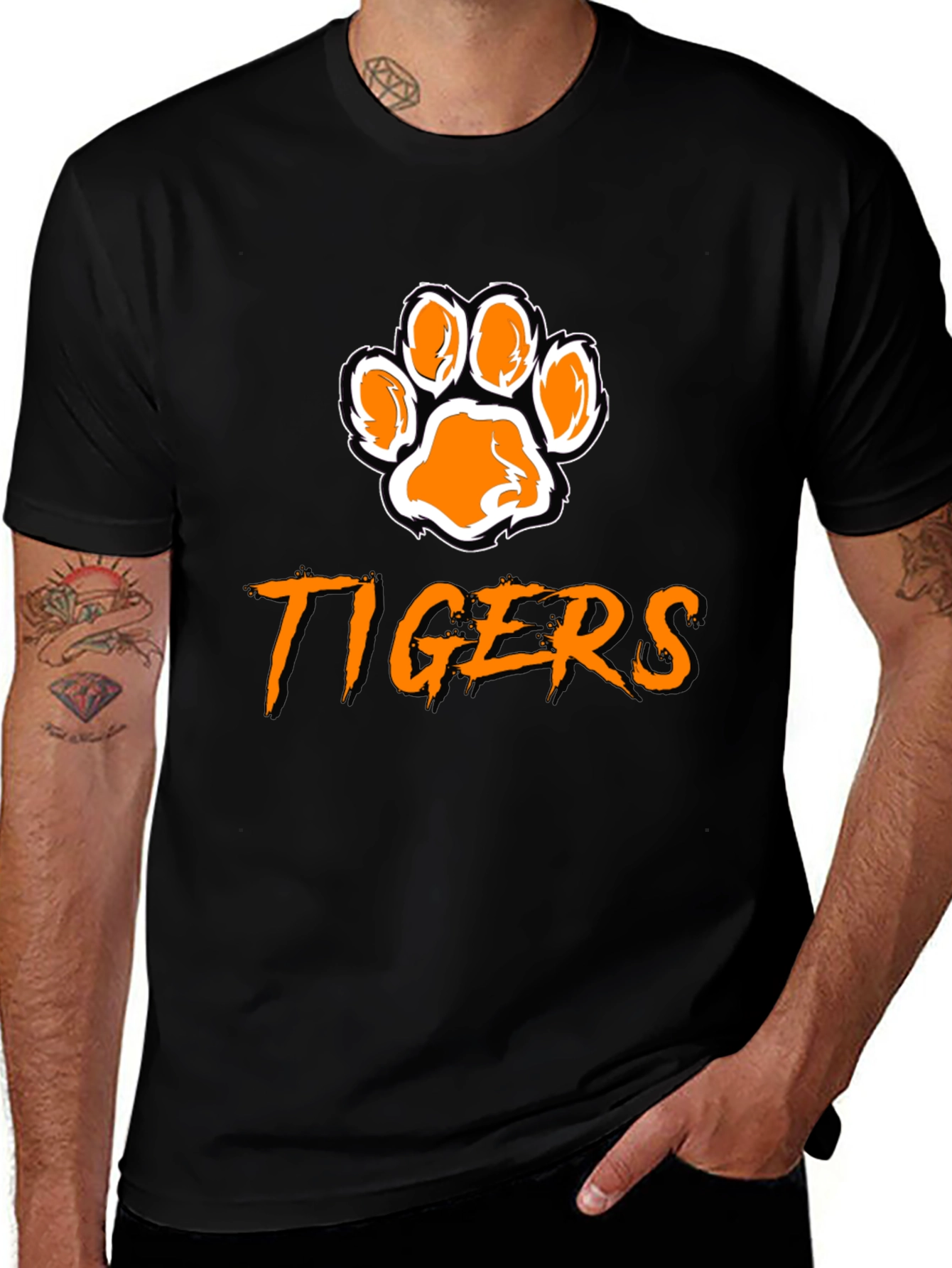 Tigers Paw Print Black T-Shirt