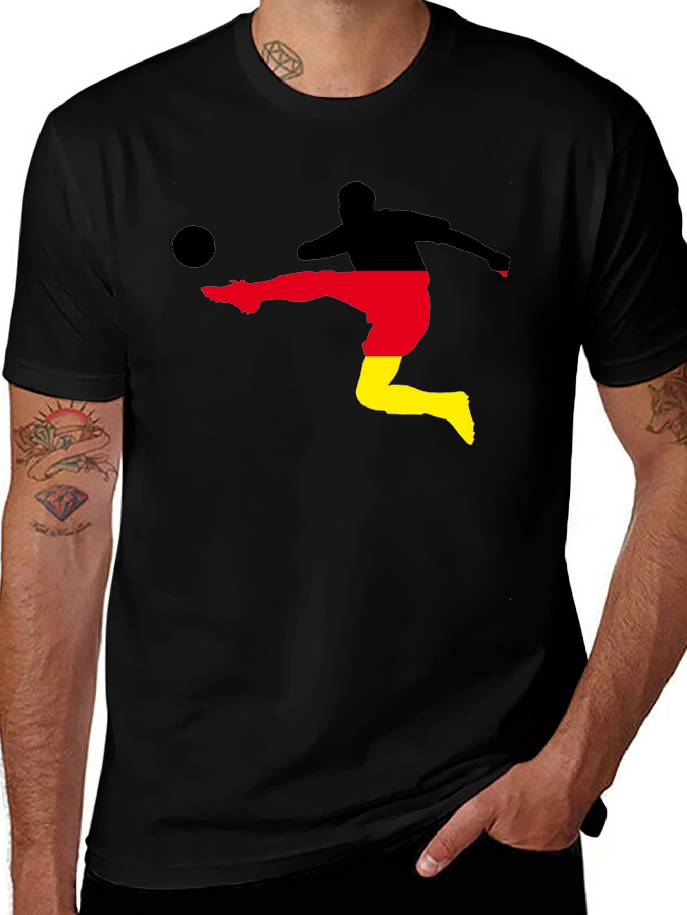 Germany Soccer Silhouette Black T-Shirt