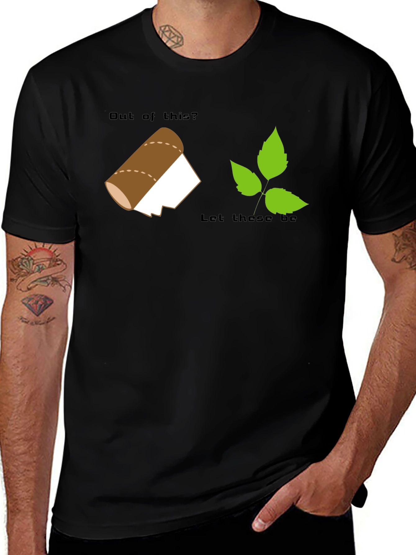 Variant 15 of Humorous Toilet Paper & Leaves Graphic T-Shirt - Novelty Tee