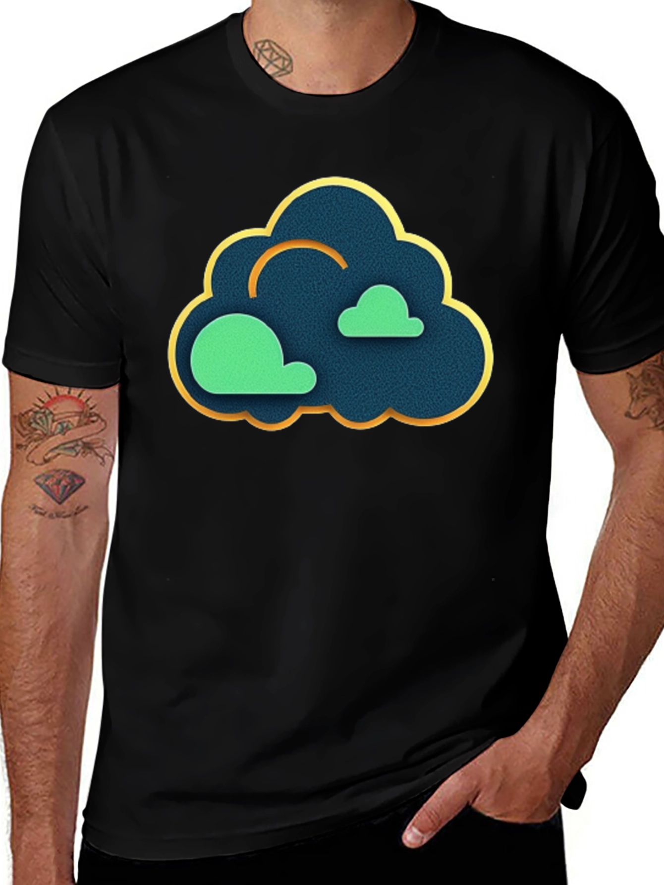 Variant 7 of Cloud Graphic Black T-Shirt - Modern Style