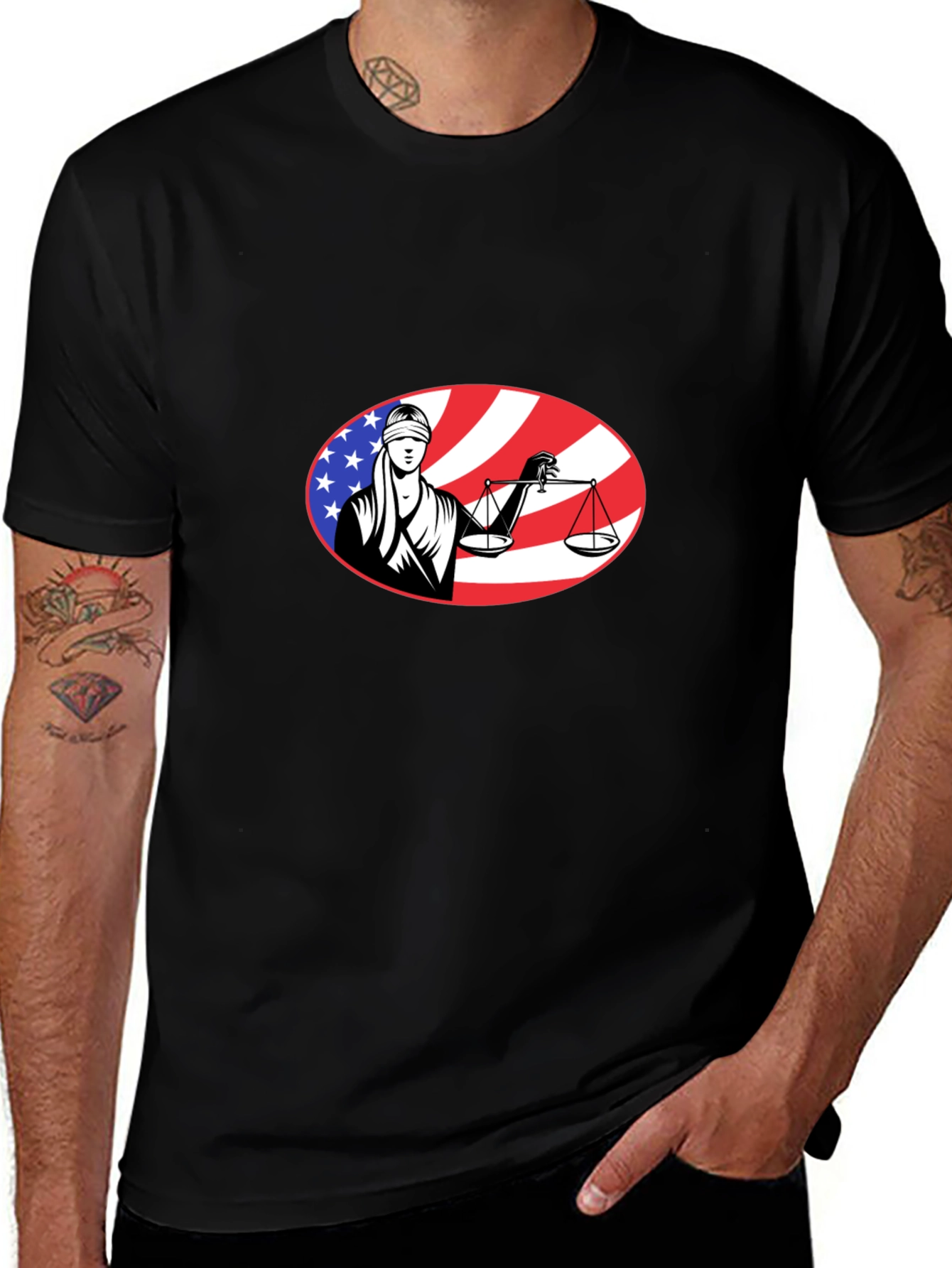 Scales of Justice American Flag T-Shirt