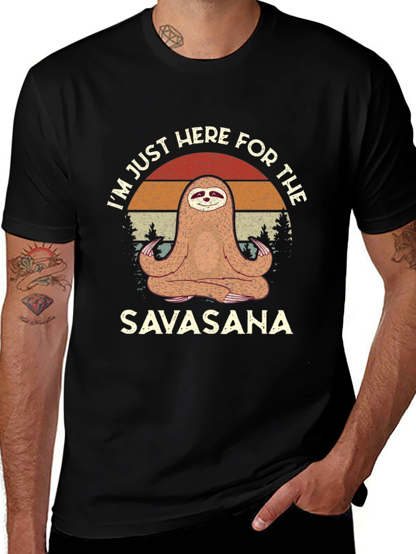 Variant 14 of Savasana Sloth Yoga T-Shirt - Funny Meditation Tee