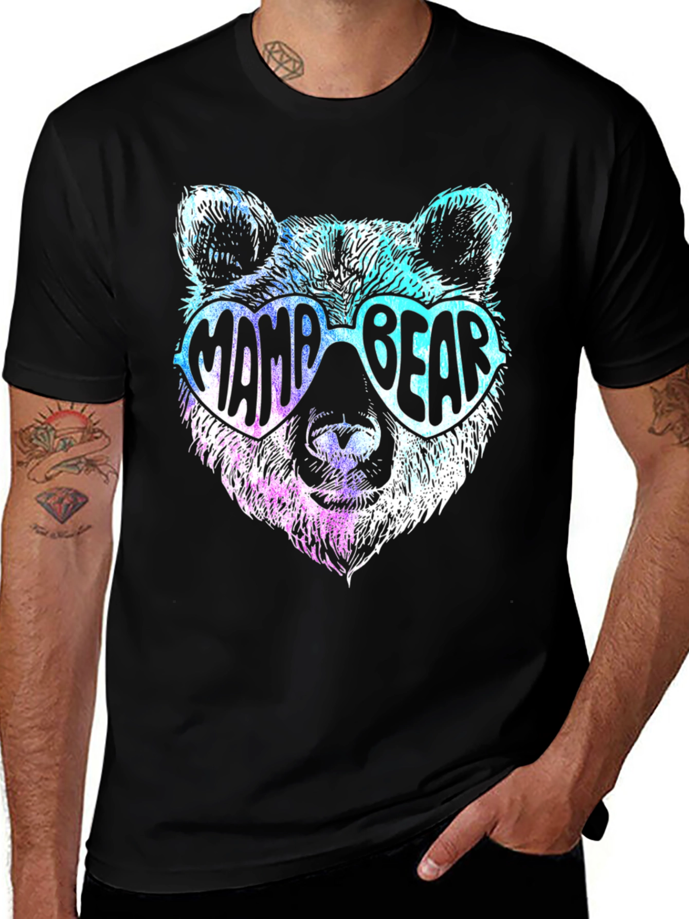 Variant 10 of Mama Bear Graphic T-Shirt - Cool Bear with Sunglasses