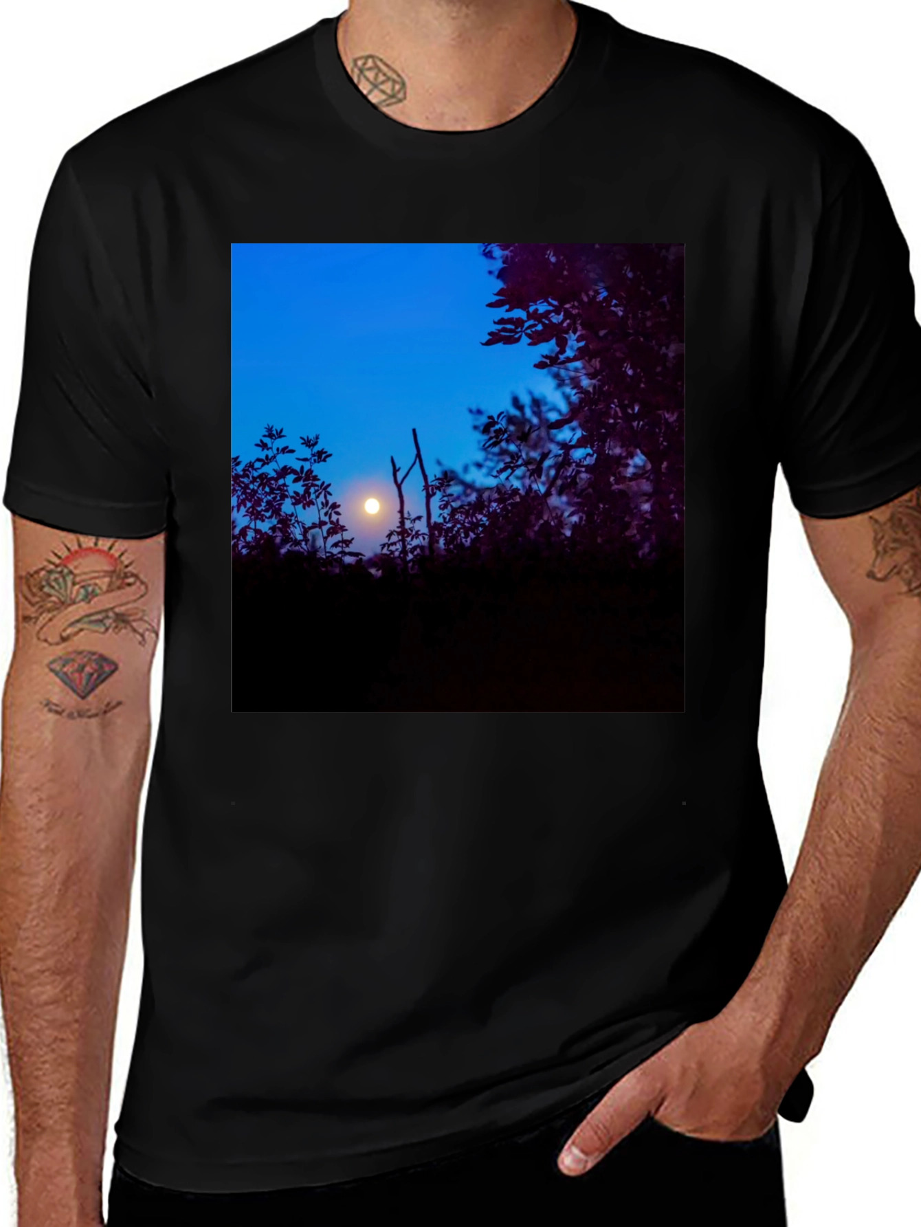 Variant 4 of Moonlit Trees Black Tee