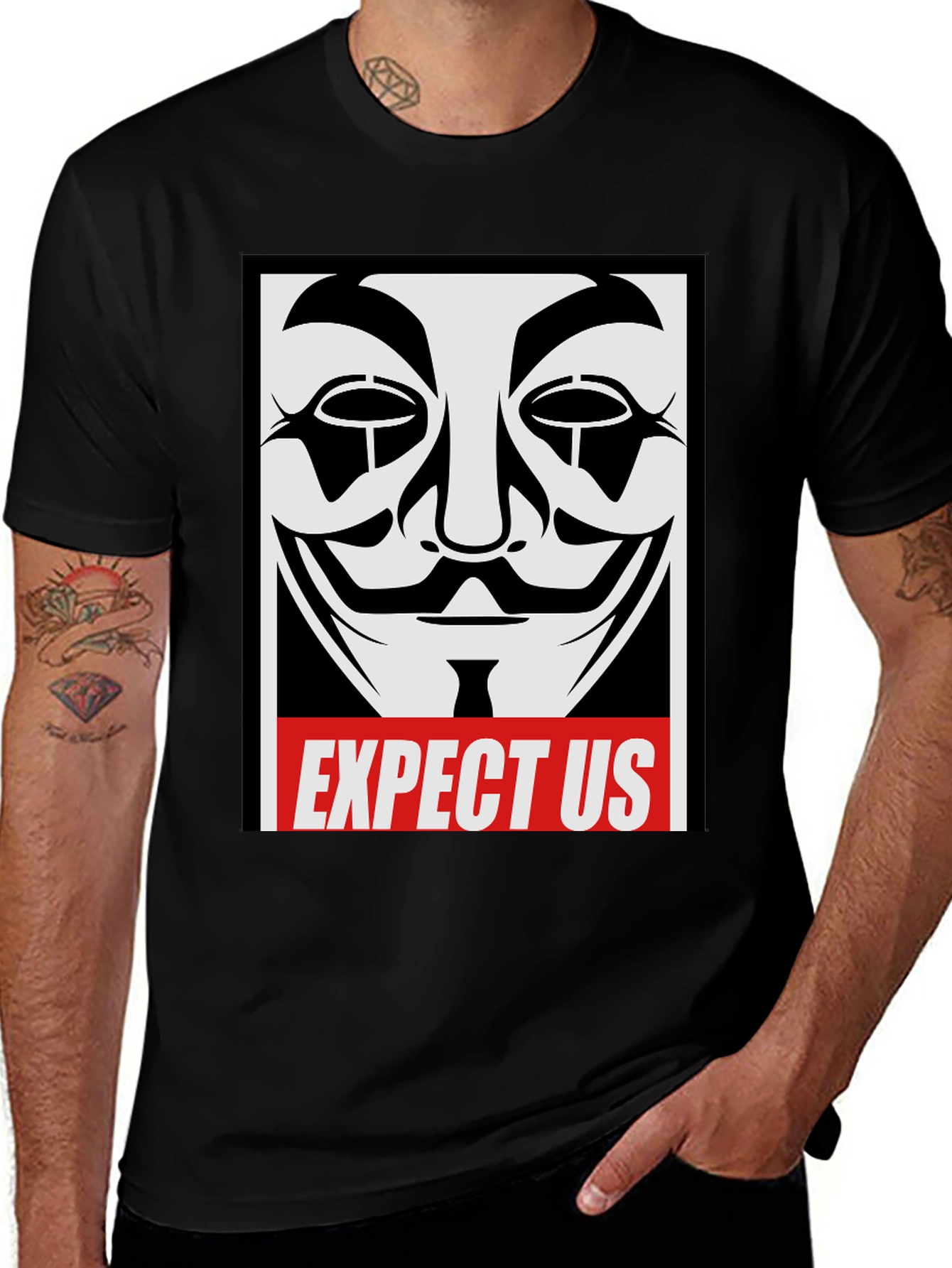 Variant 17 of Anonymous Mask Graphic Tee - Expect Us T-Shirt