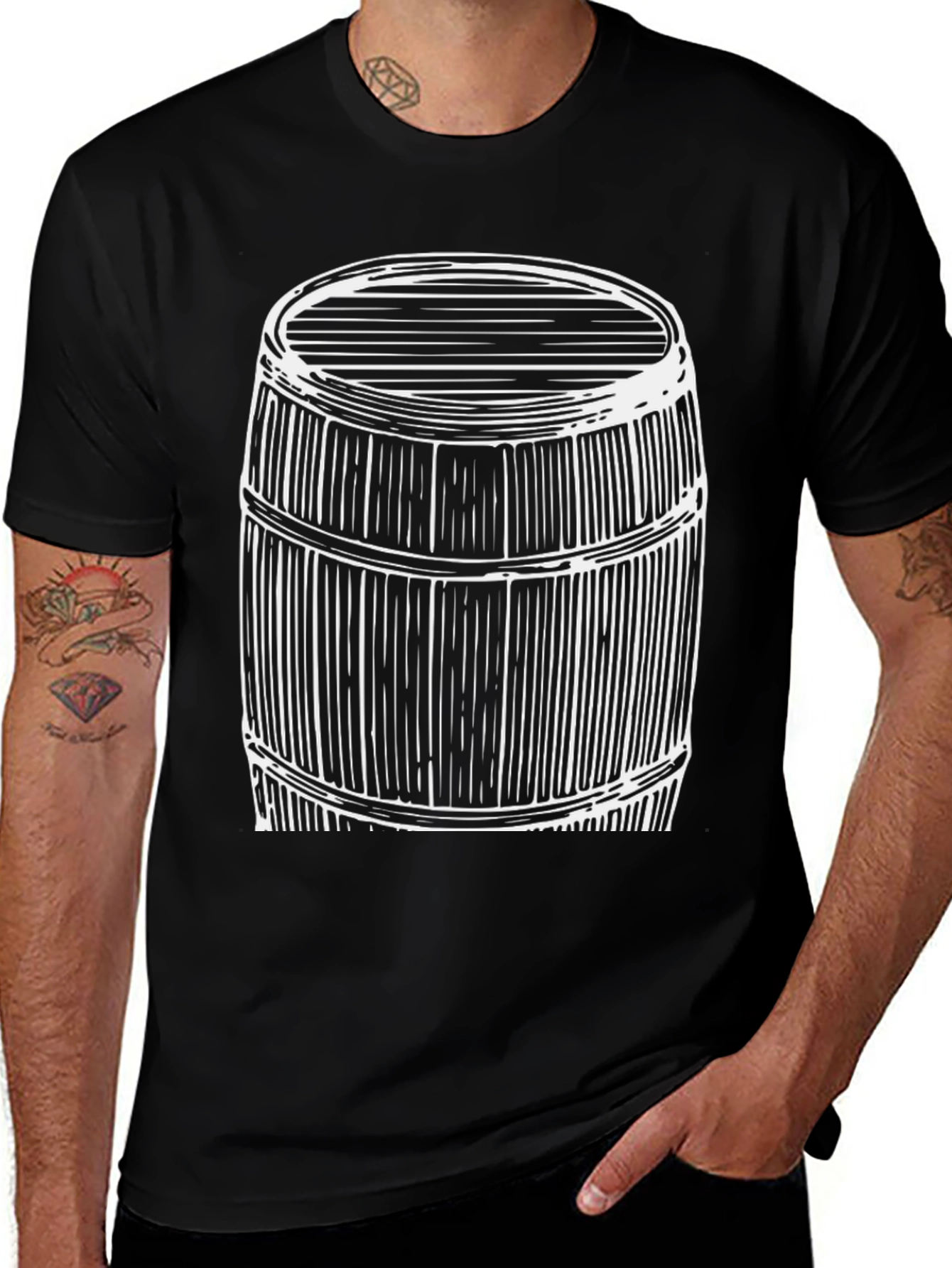 Variant 12 of Barrel Graphic Black T-Shirt for Men
