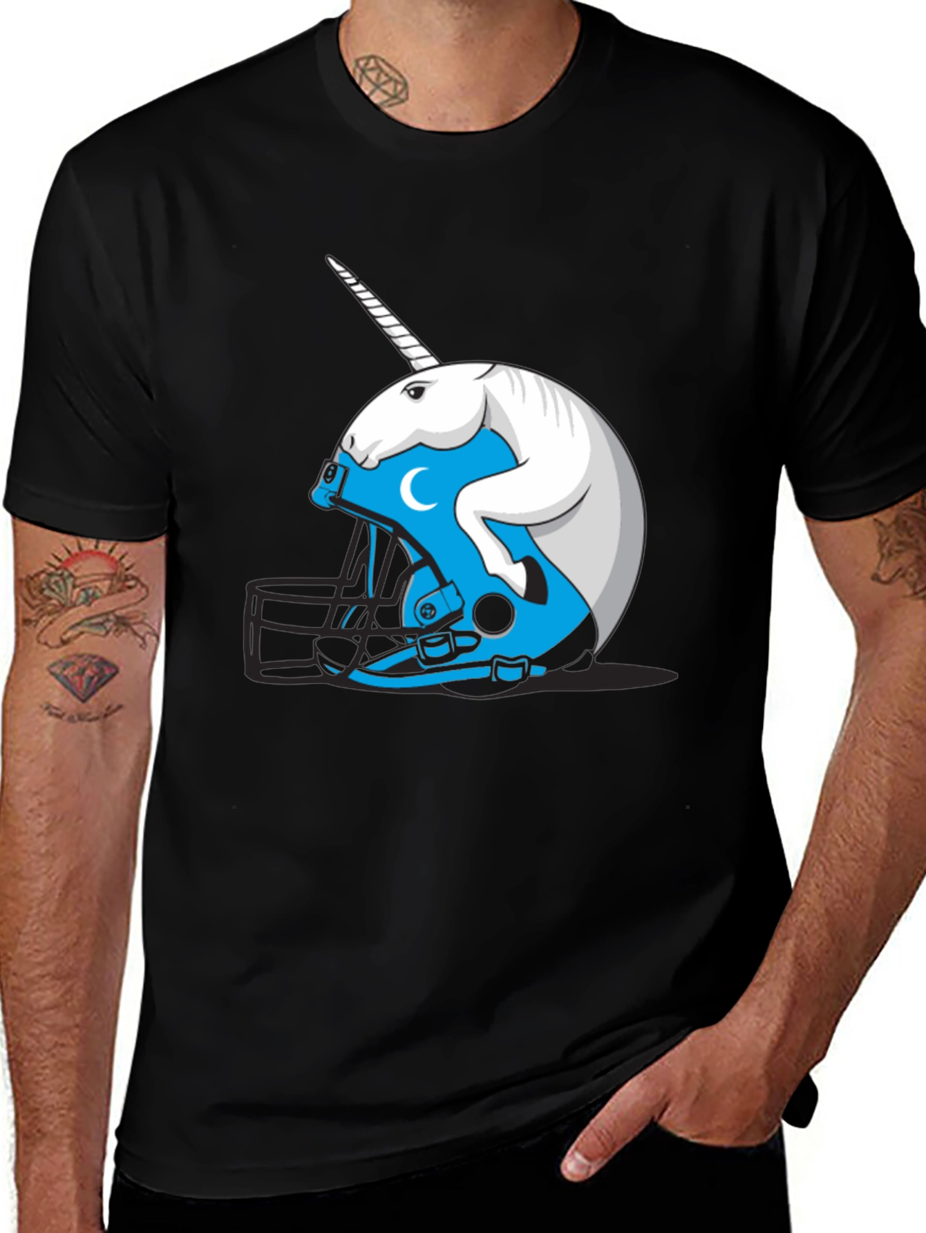 Variant 26 of Unicorn Helmet T-Shirt - Fantasy Football Fan Tee