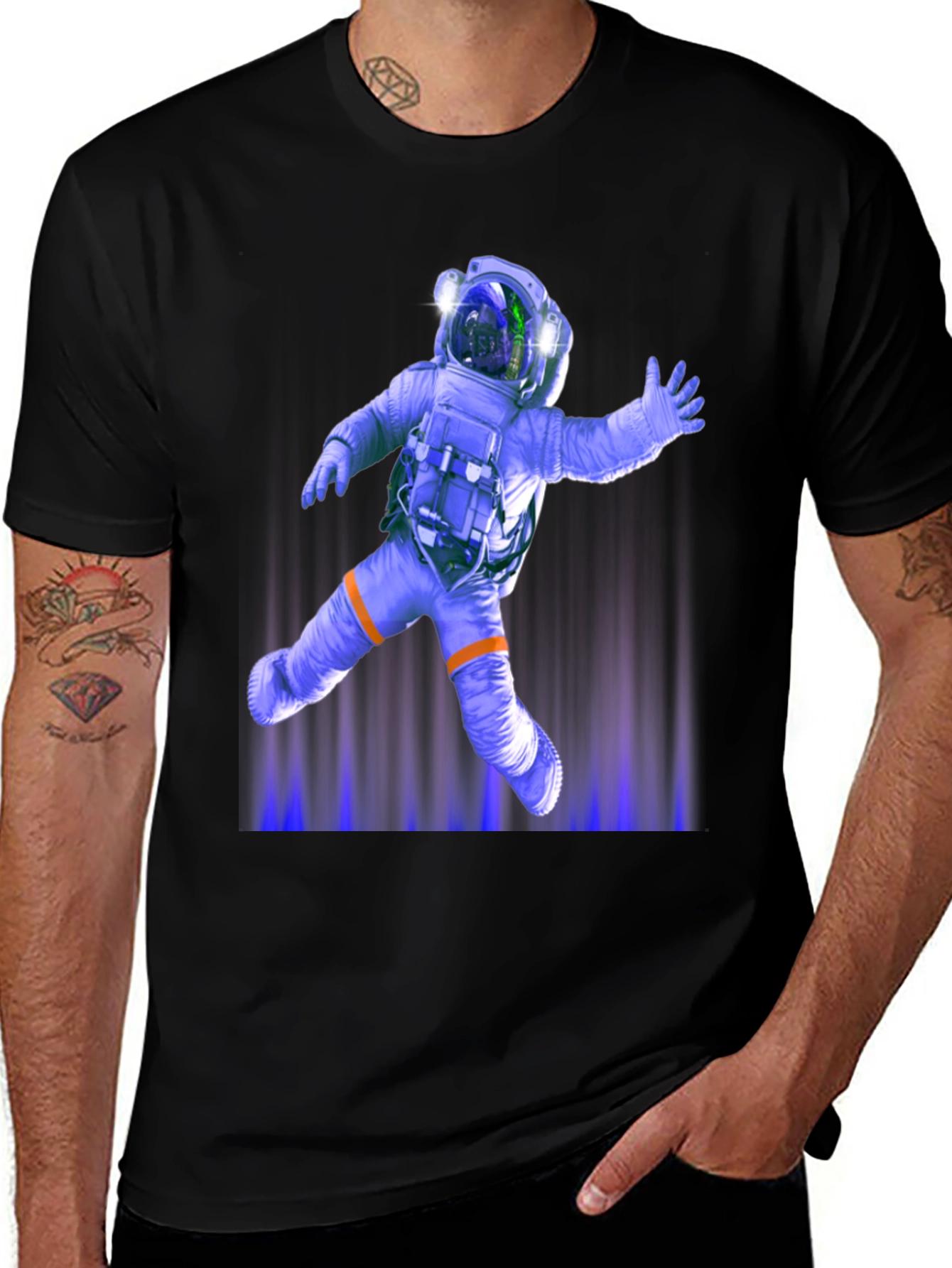 Variant 7 of Astronaut Graphic T-Shirt - Men's Black Tee