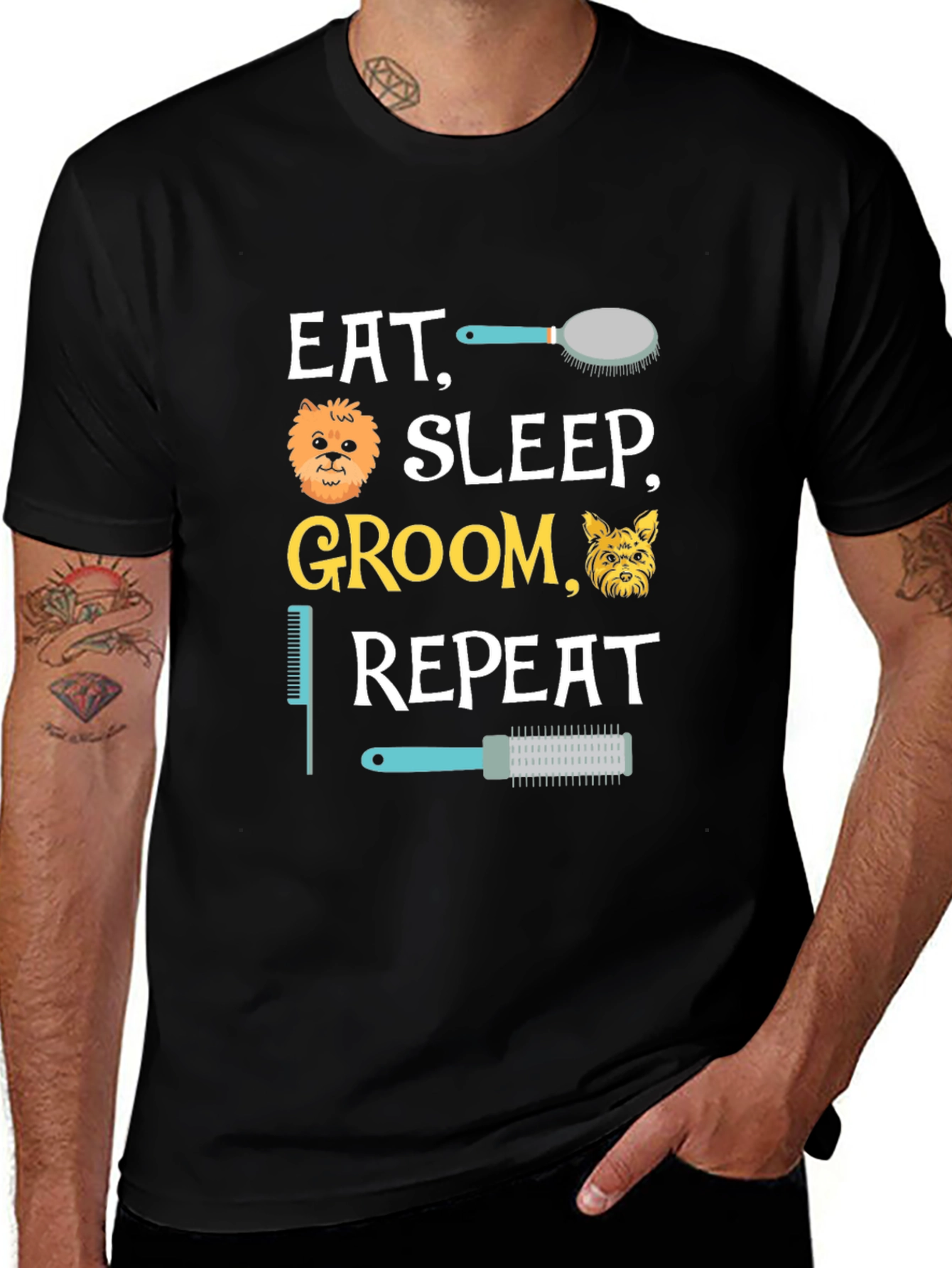 Variant 26 of Eat Sleep Groom Repeat T-Shirt - Dog Groomer Tee