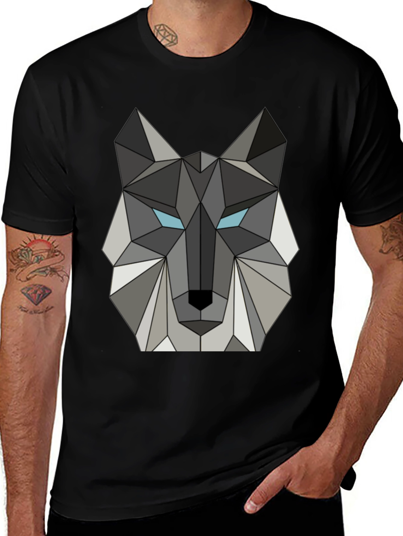 Variant 12 of Geometric Wolf Graphic Tee - Modern Style