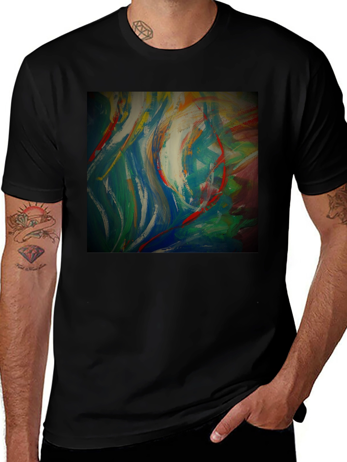 Black Abstract Art Graphic Tee - Modern Style main image